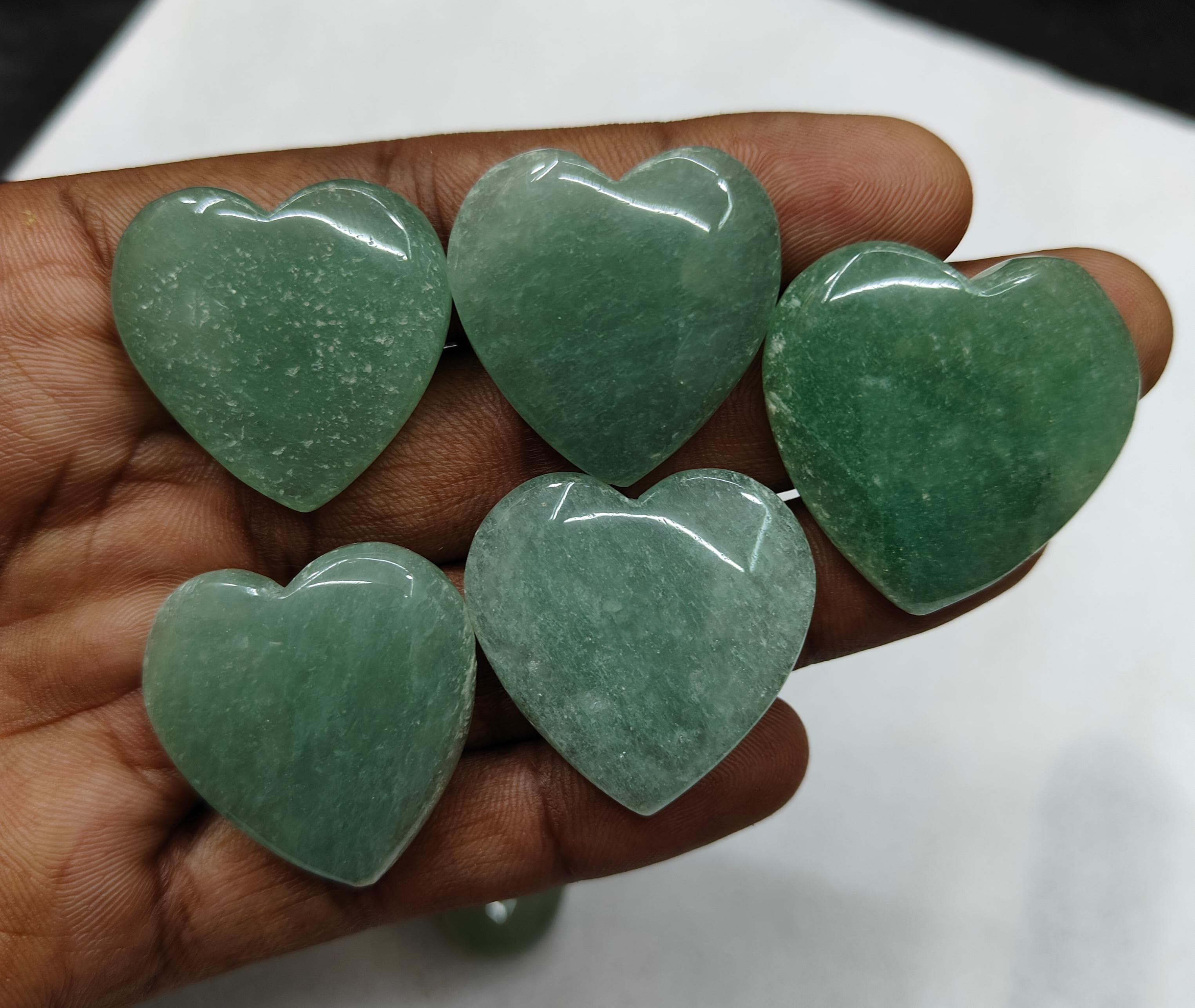 Natural Amzonite Heart Shape  -Size Gemstone (Cabochon ) Amzonite 