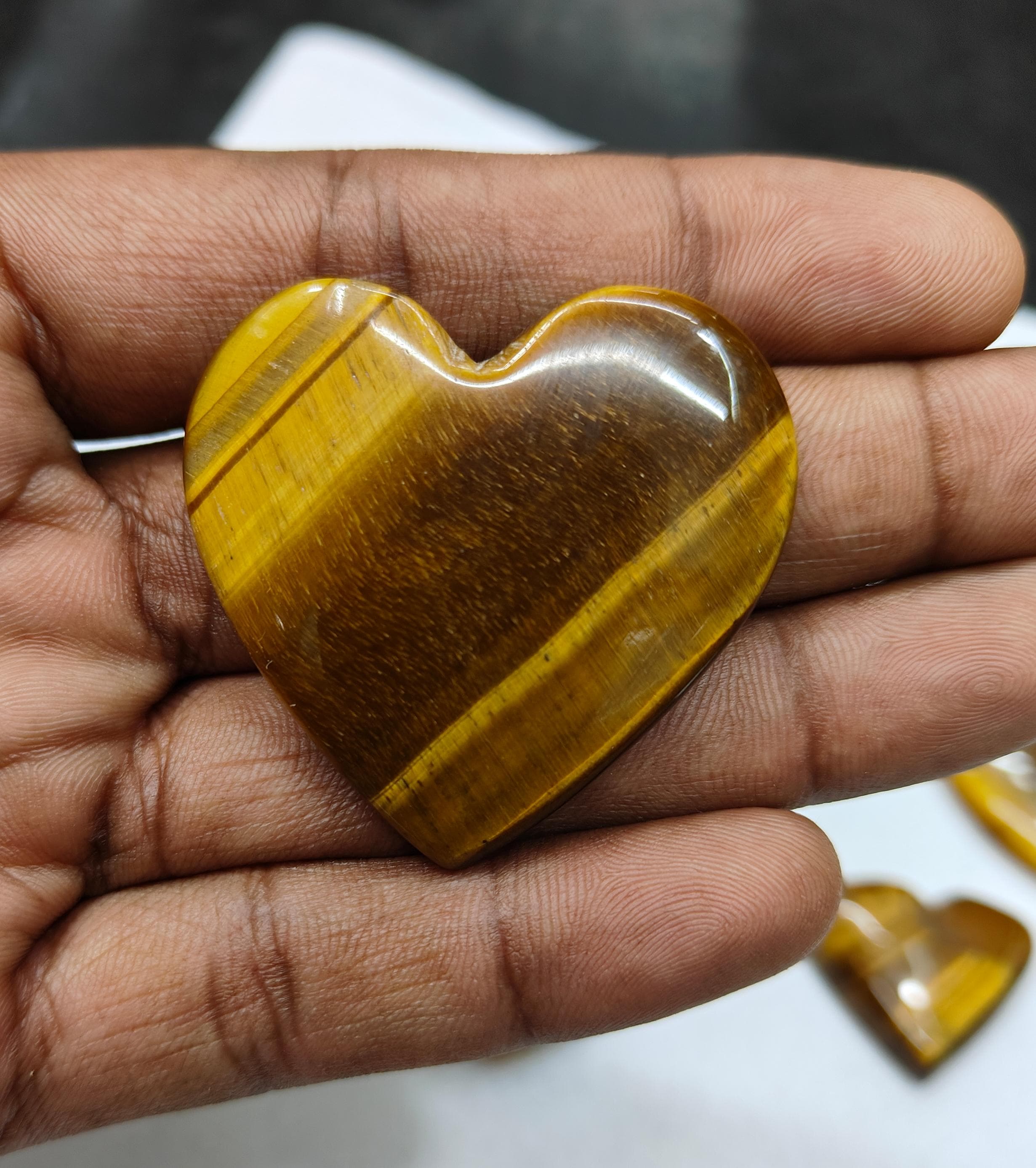 Natural Tiger eye Heart Shape  -Size Gemstone (Cabochon ) Tiger eye