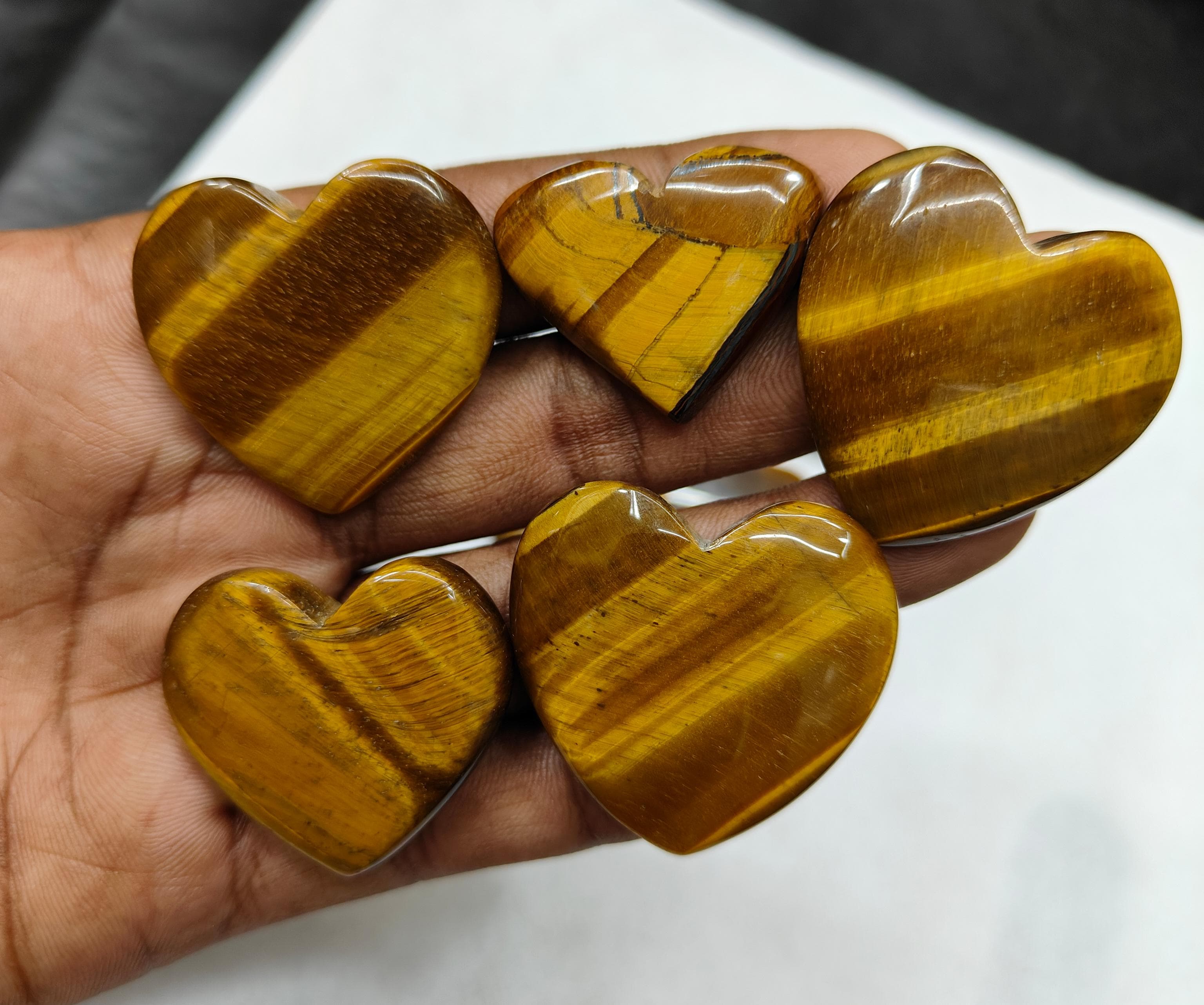Natural Tiger eye Heart Shape  -Size Gemstone (Cabochon ) Tiger eye