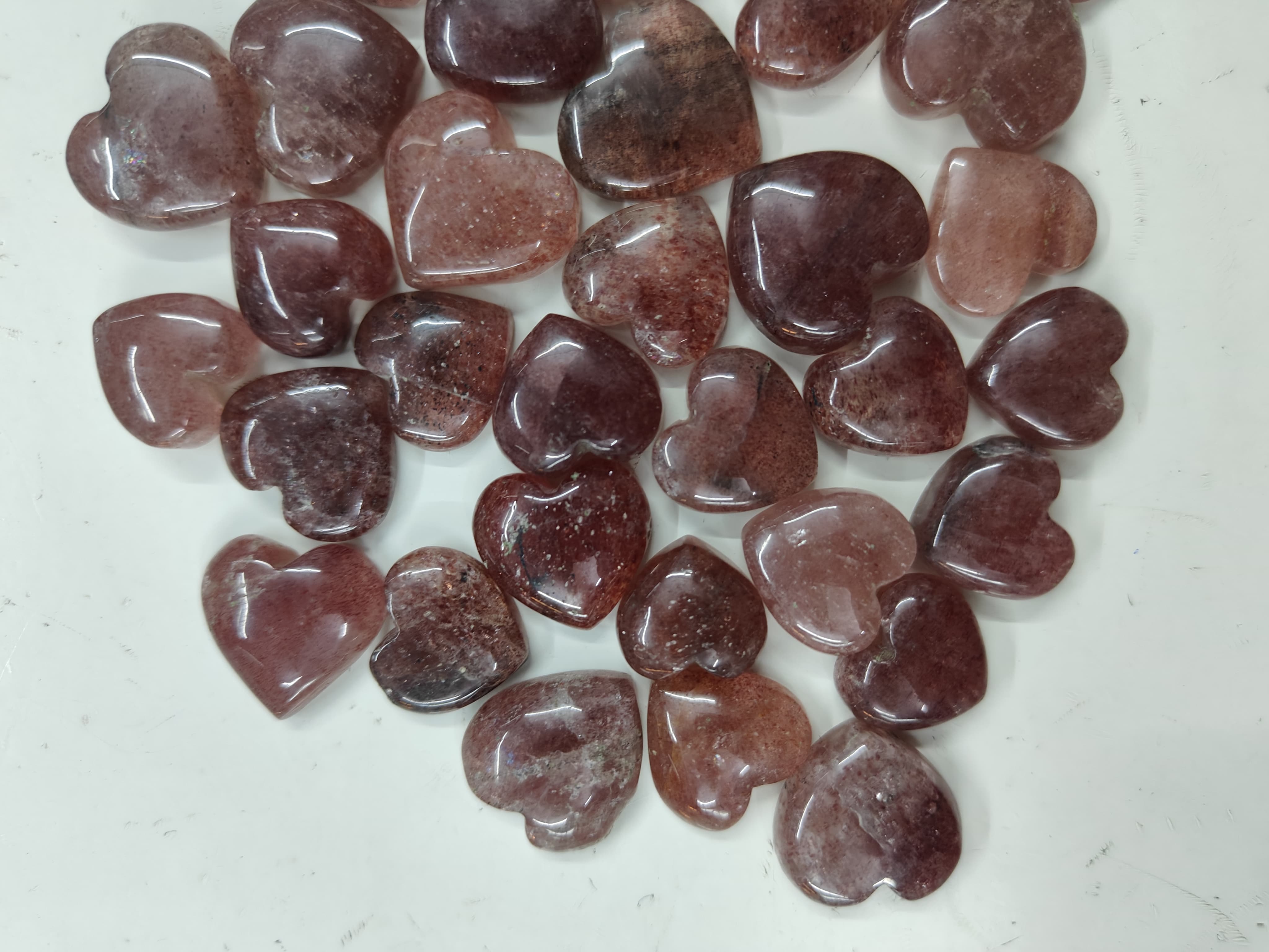 Natural Red Starwberry Quartz  Heart Shape  -Size Gemstone (Cabochon )  Starwberry Quartz 