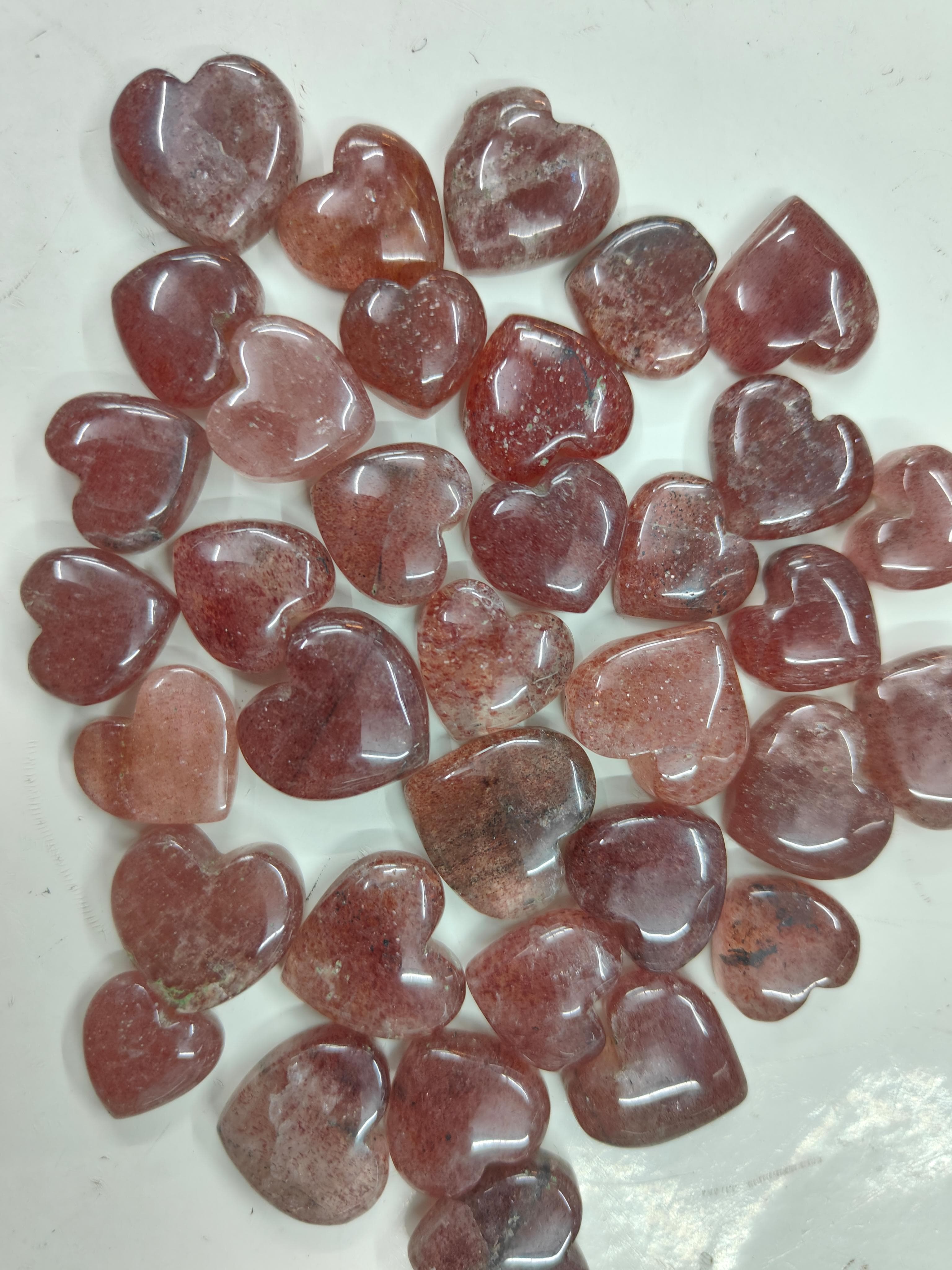 Natural Red Starwberry Quartz  Heart Shape  -Size Gemstone (Cabochon )  Starwberry Quartz 