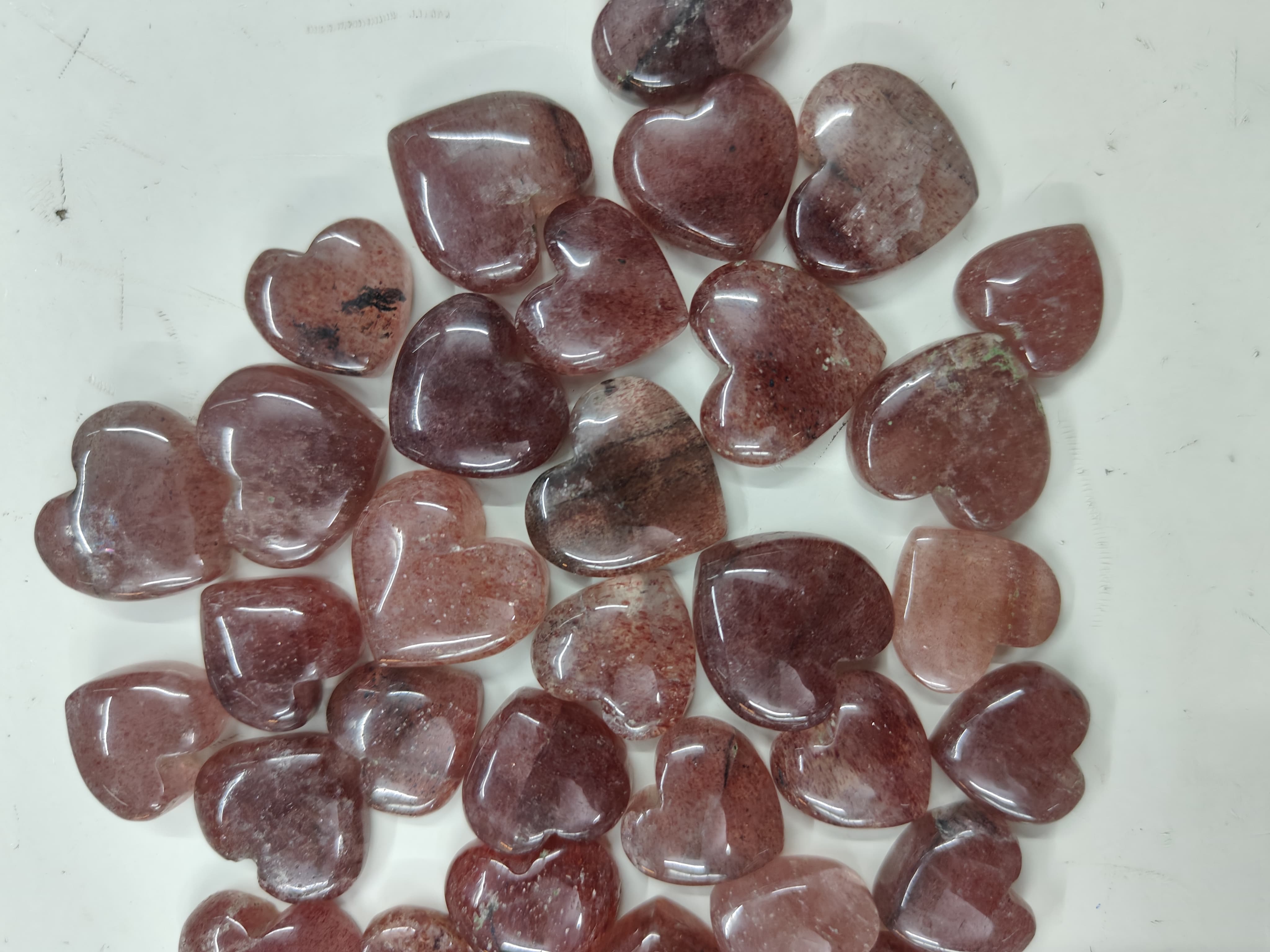 Natural Red Starwberry Quartz  Heart Shape  -Size Gemstone (Cabochon )  Starwberry Quartz 