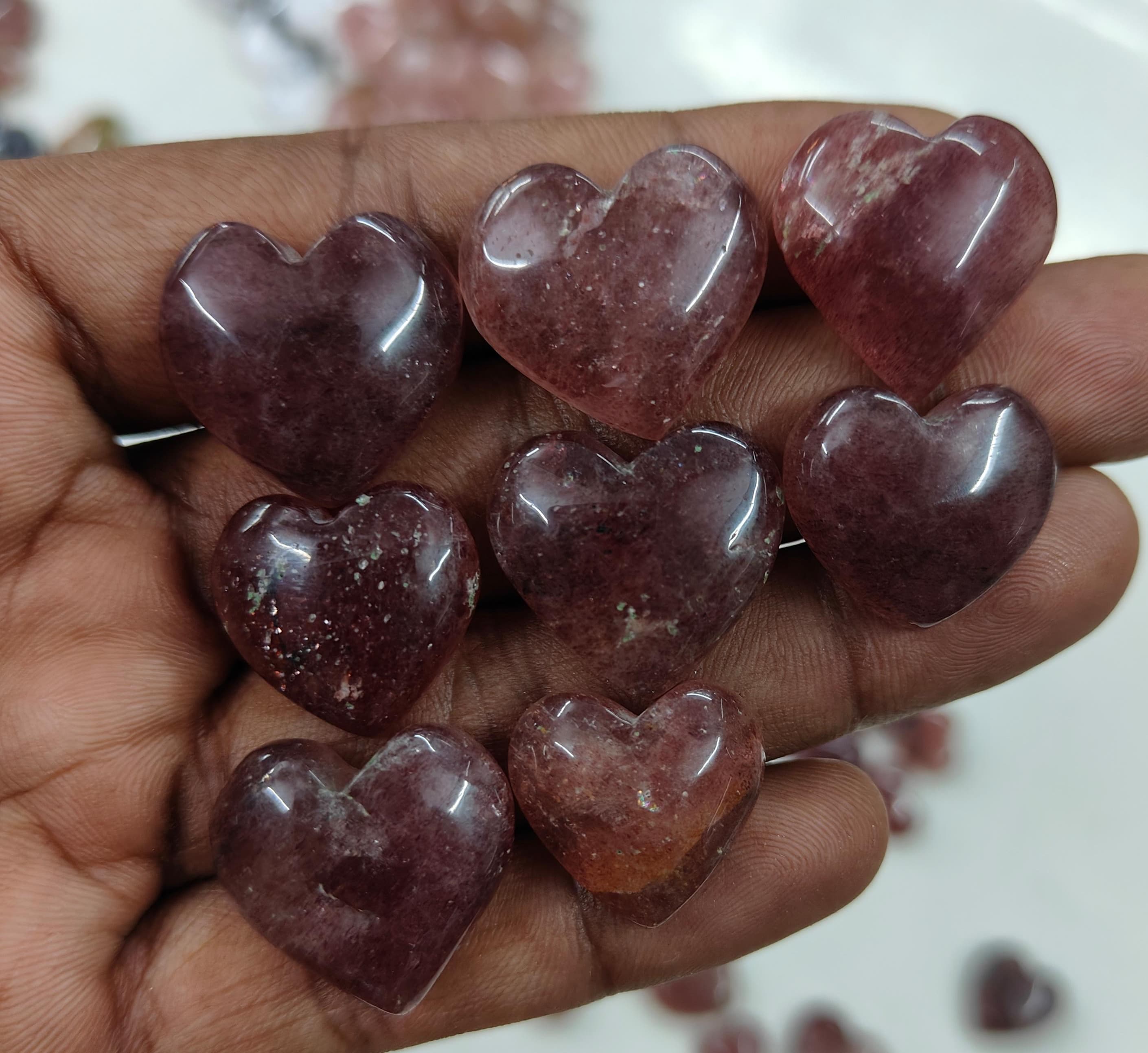Natural Red Starwberry Quartz  Heart Shape  -Size Gemstone (Cabochon )  Starwberry Quartz 