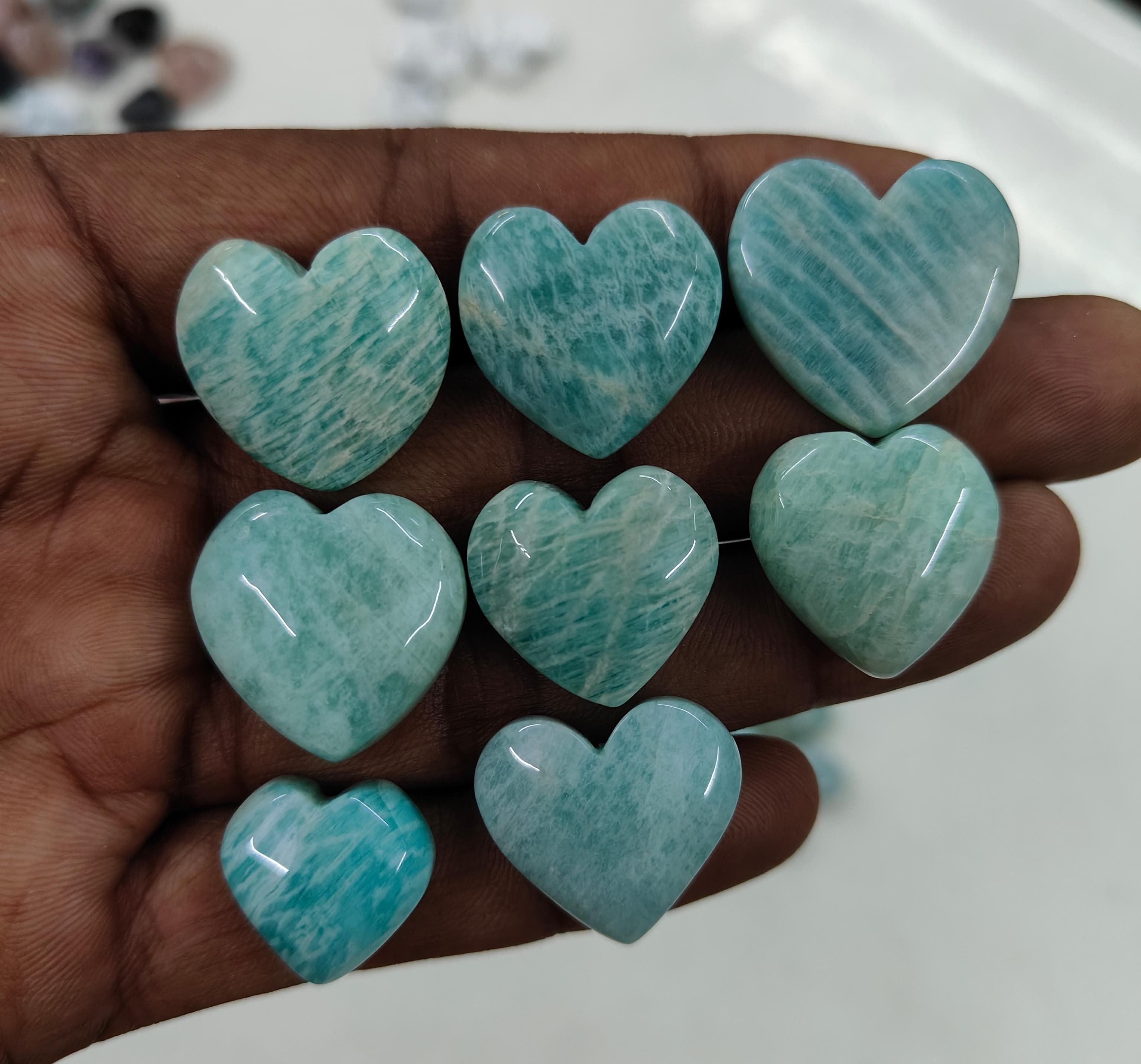 Natural Amazonite Heart Shape  -Size Gemstone (Cabochon )  Amazonite 