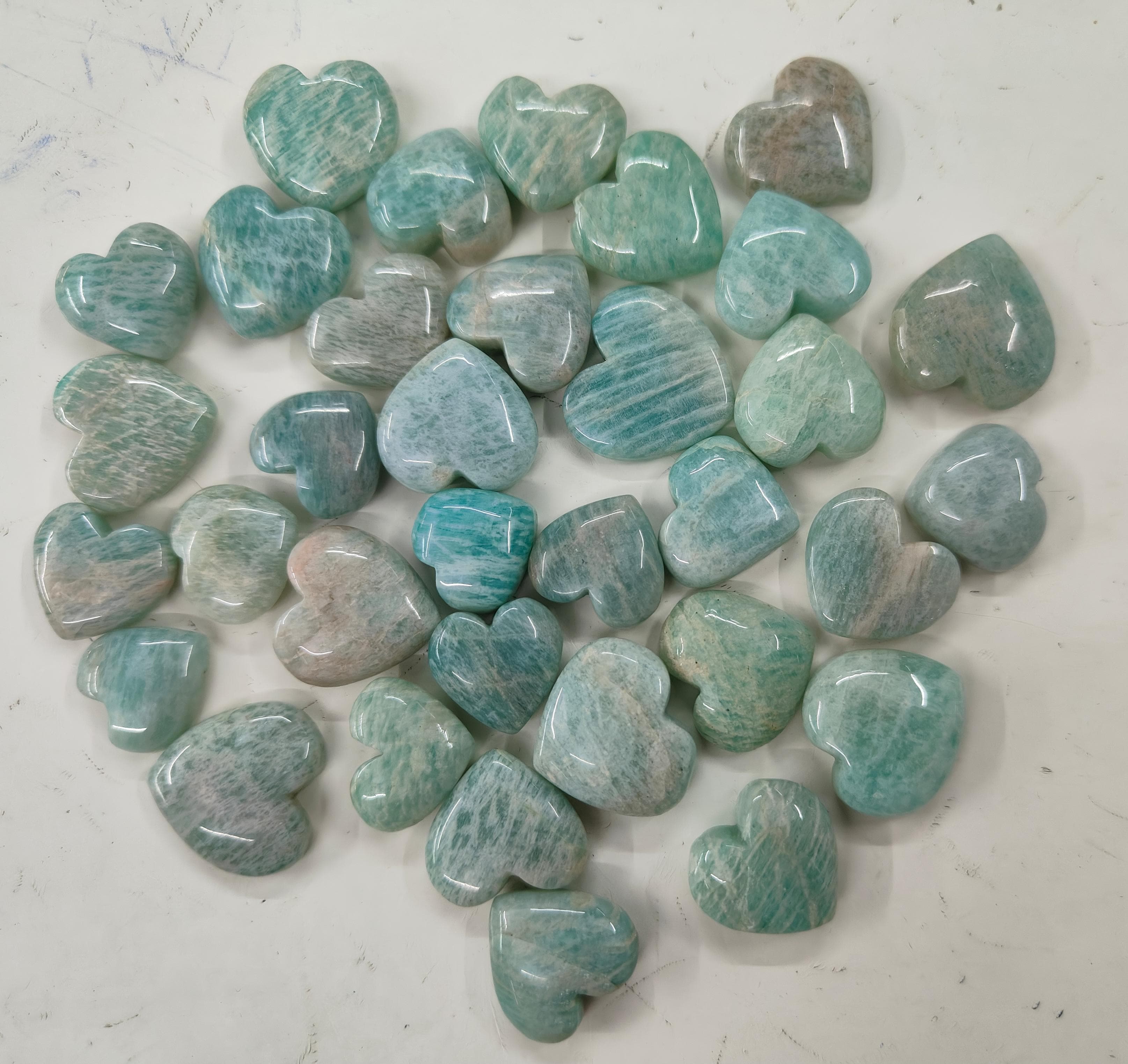 Natural Amazonite Heart Shape  -Size Gemstone (Cabochon )  Amazonite 