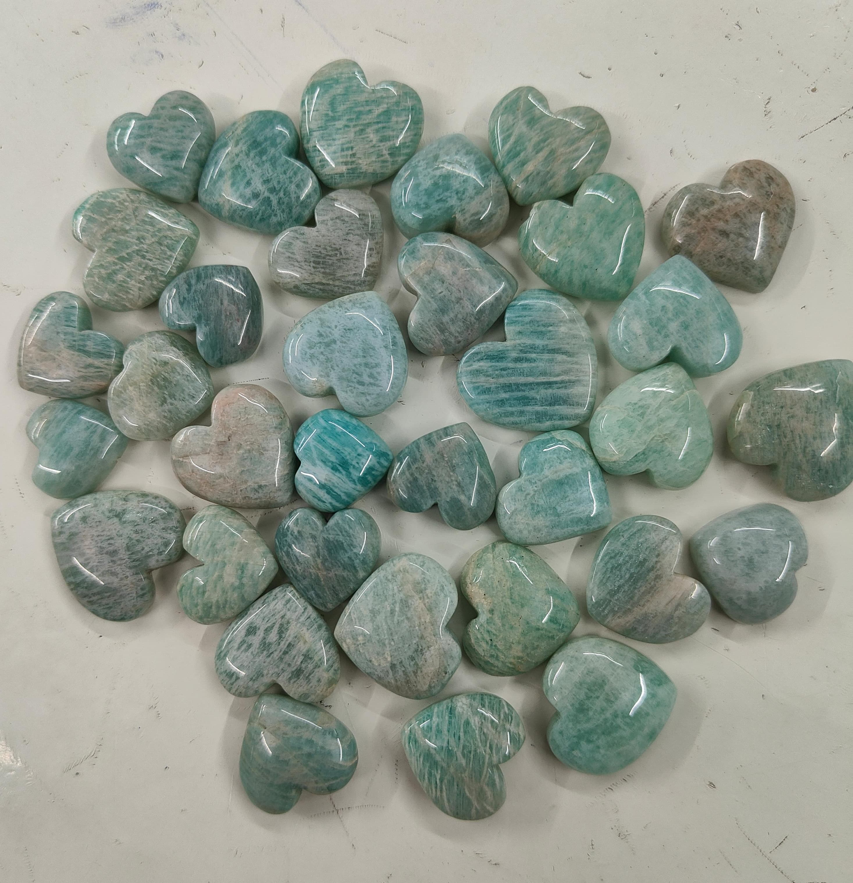 Natural Amazonite Heart Shape  -Size Gemstone (Cabochon )  Amazonite 