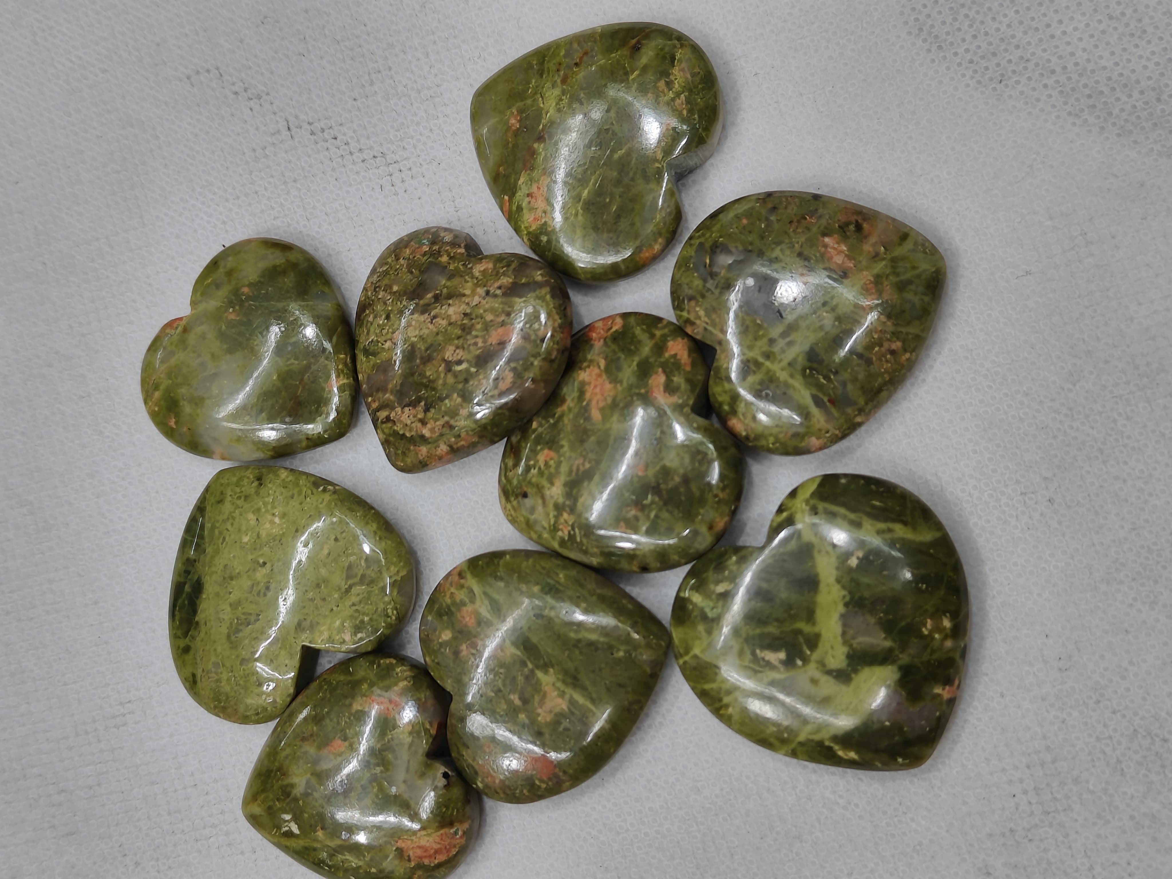 Natural Unakite Jasper Heart Shape  -Size Gemstone (Cabochon )  Unakite 