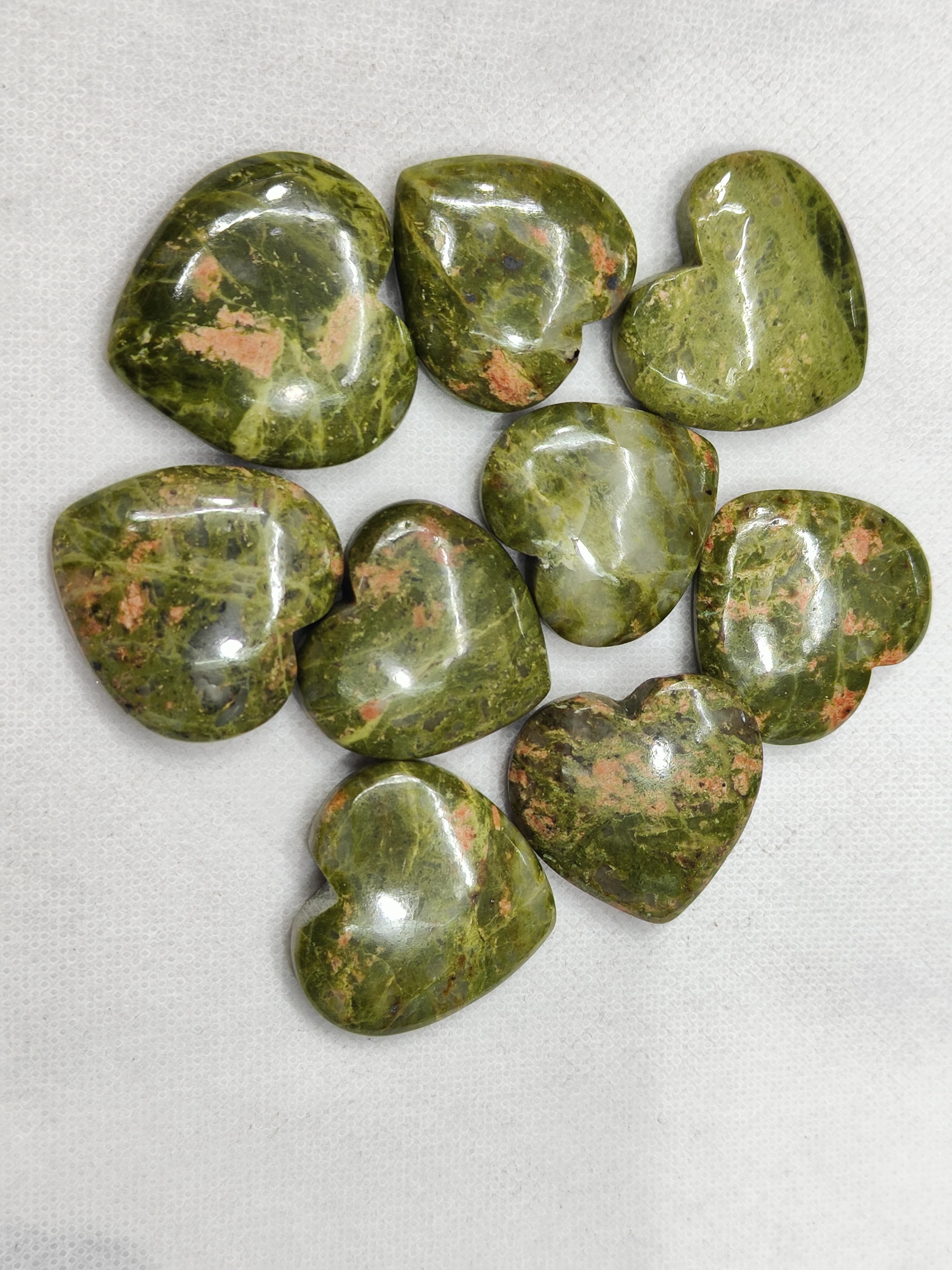 Natural Unakite Jasper Heart Shape  -Size Gemstone (Cabochon )  Unakite 