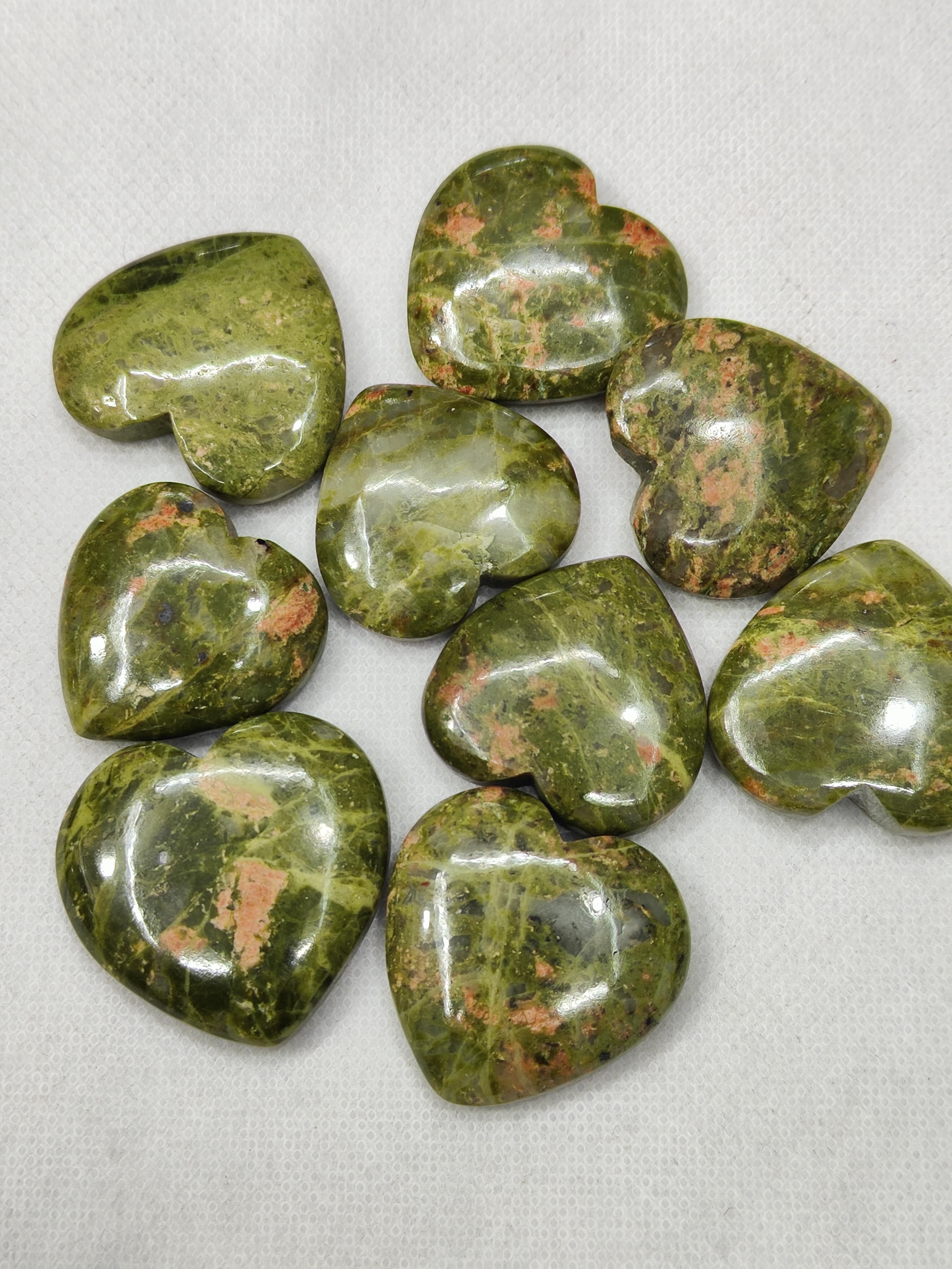 Natural Unakite Jasper Heart Shape  -Size Gemstone (Cabochon )  Unakite 