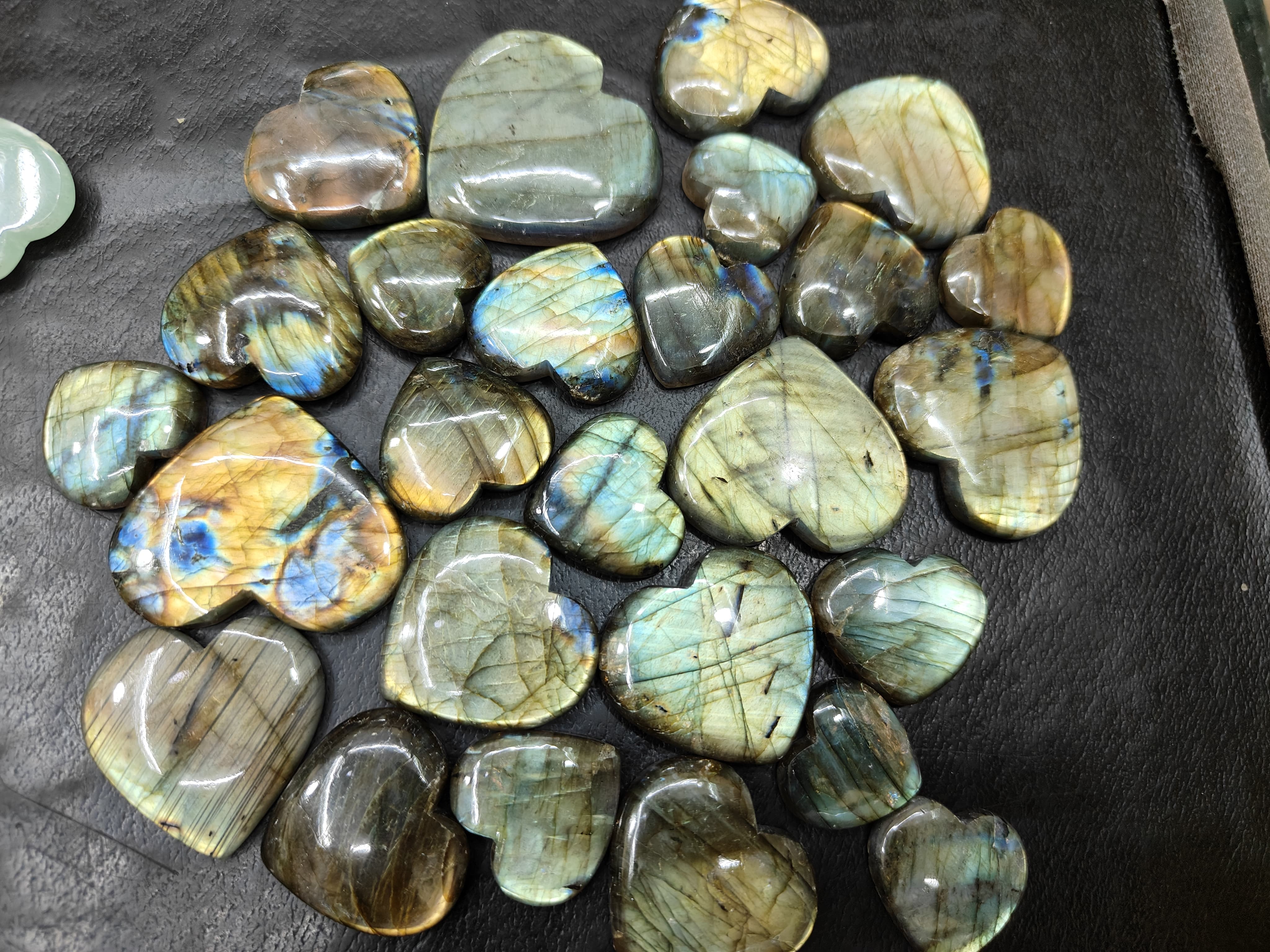Natural Mulit Labradorite Heart Shape  -Size Gemstone (Cabochon )  Mulit Labradorite