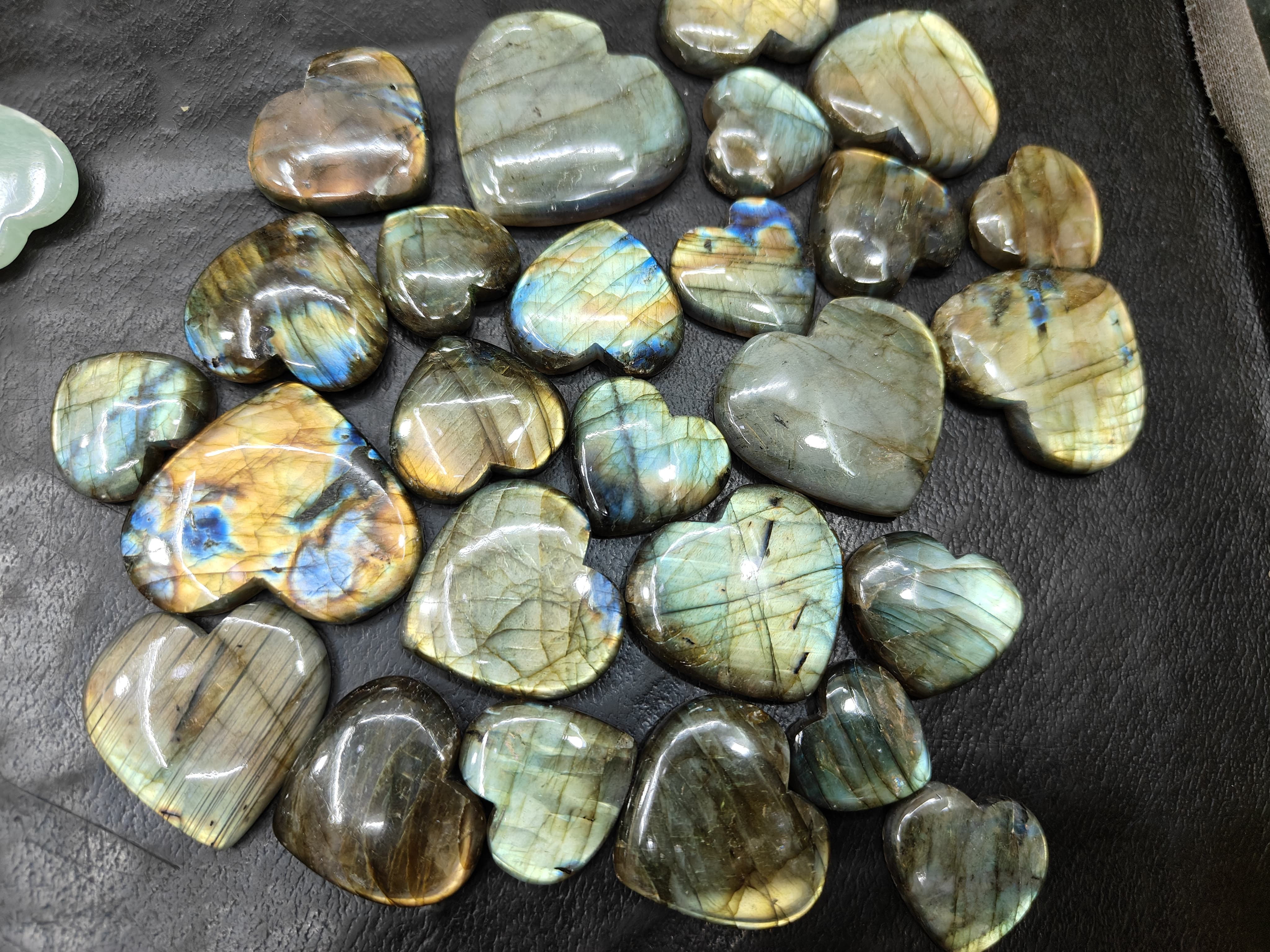 Natural Mulit Labradorite Heart Shape  -Size Gemstone (Cabochon )  Mulit Labradorite