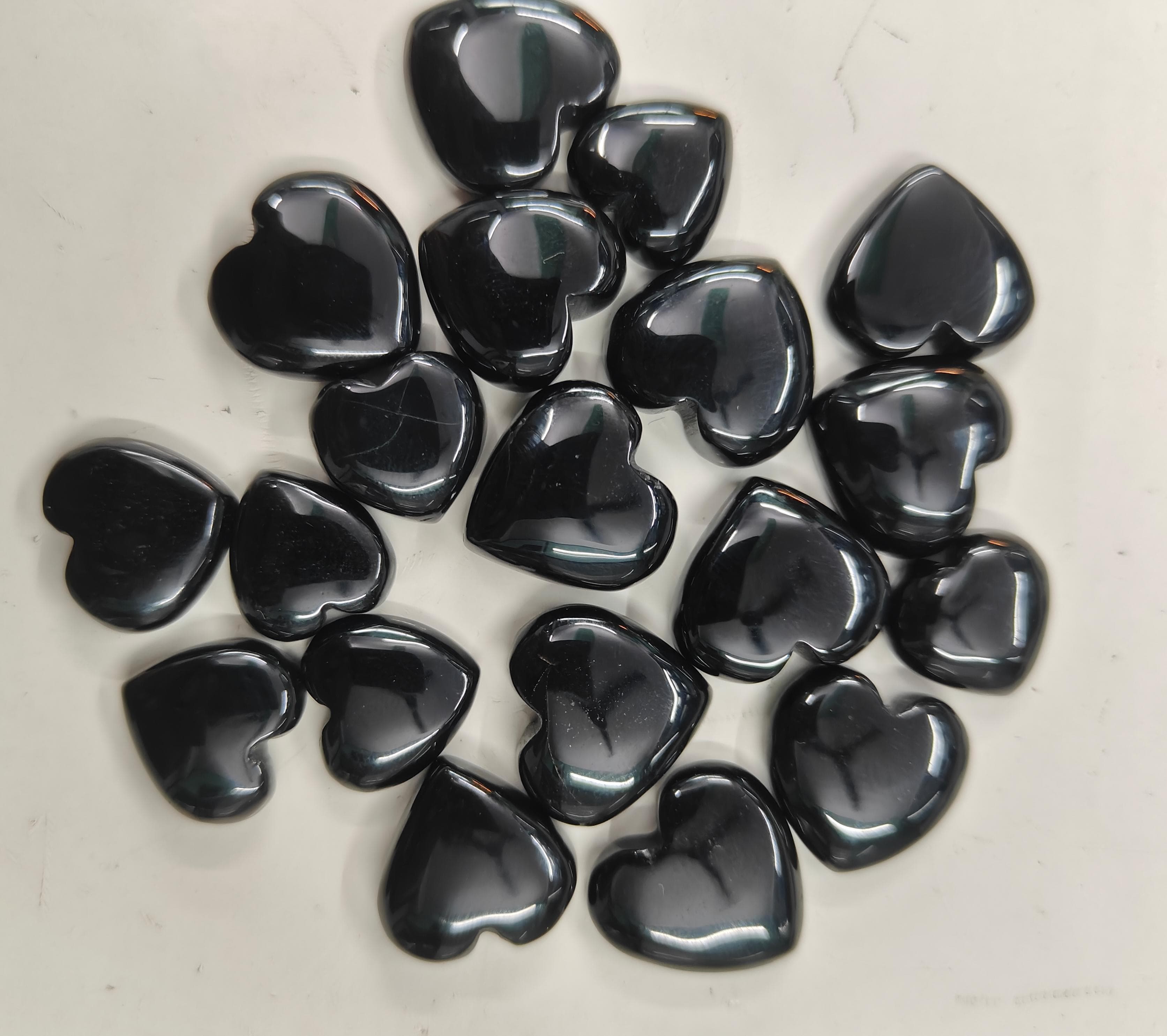 Natural Black Onyx Heart Shape  -Size Gemstone (Cabochon ) Black Onyx 