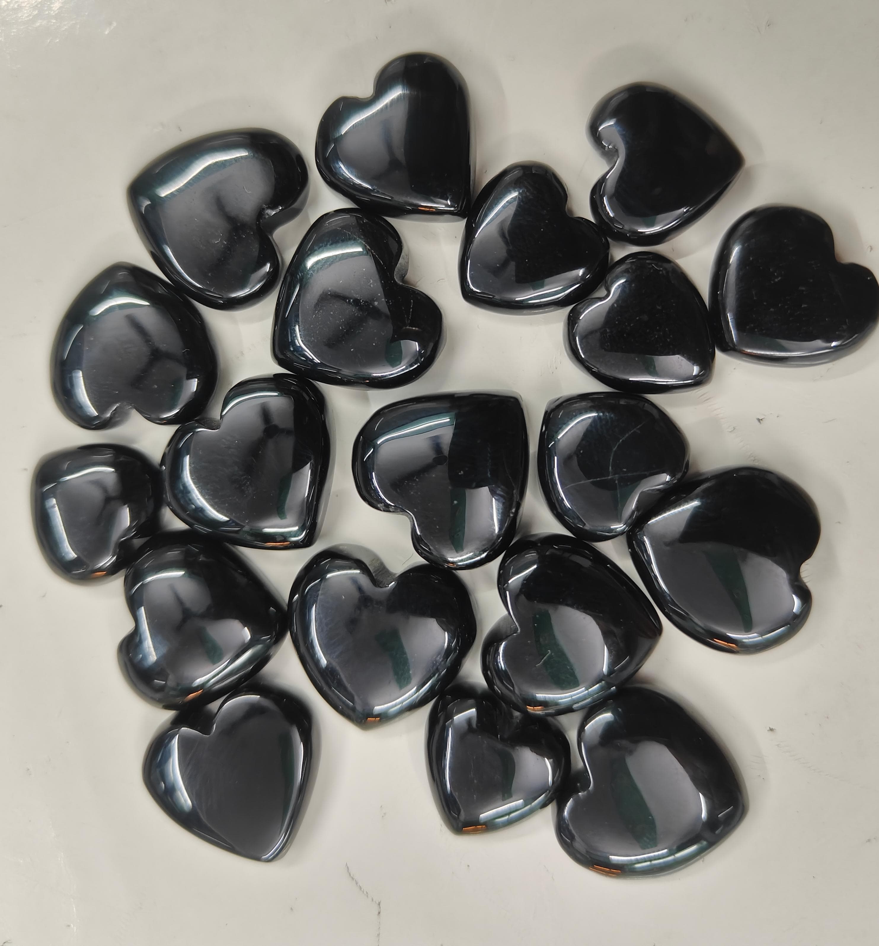 Natural Black Onyx Heart Shape  -Size Gemstone (Cabochon ) Black Onyx 