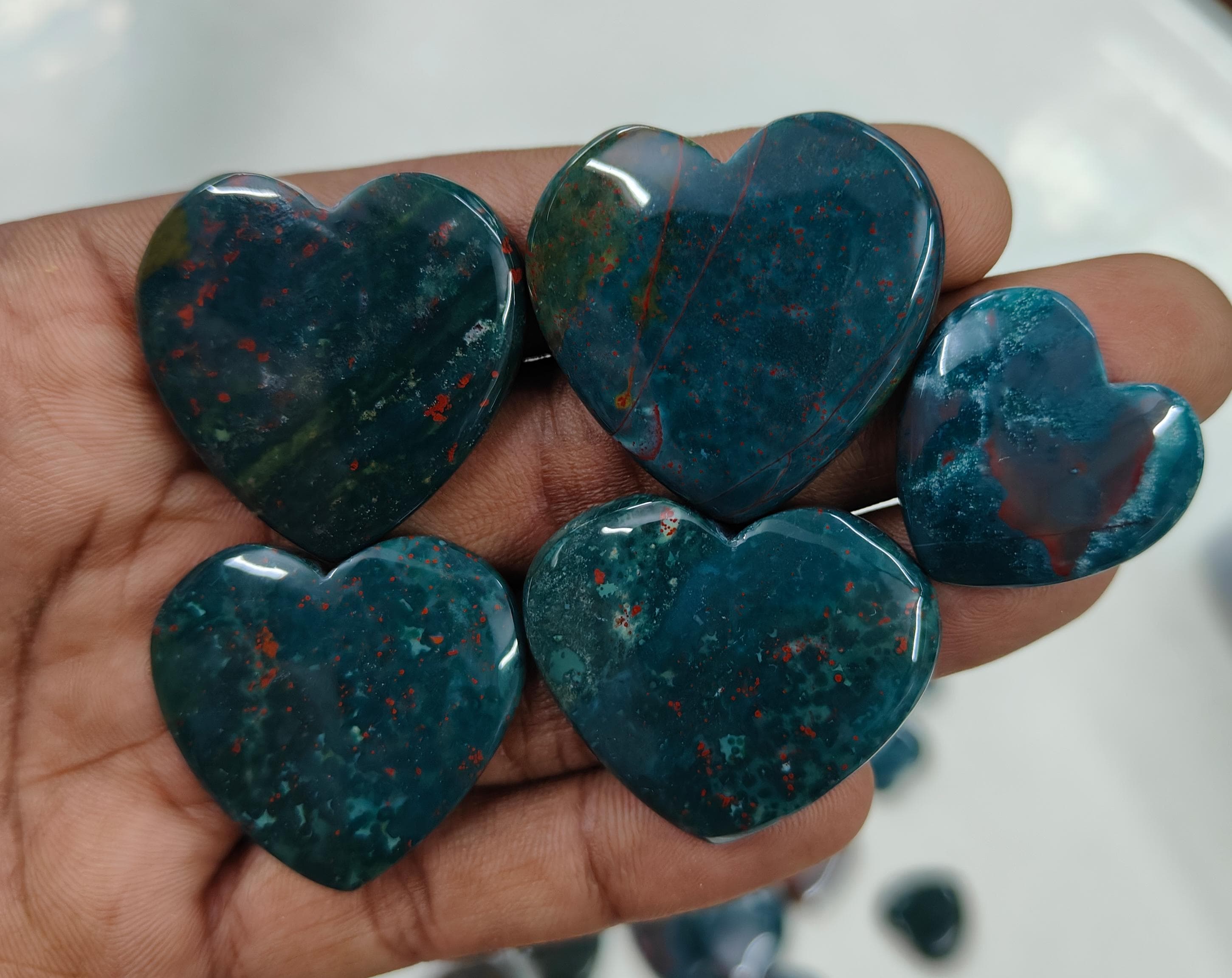 Natural Bloodstone Heart Shape  -Size Gemstone (Cabochon ) Bloodstone 