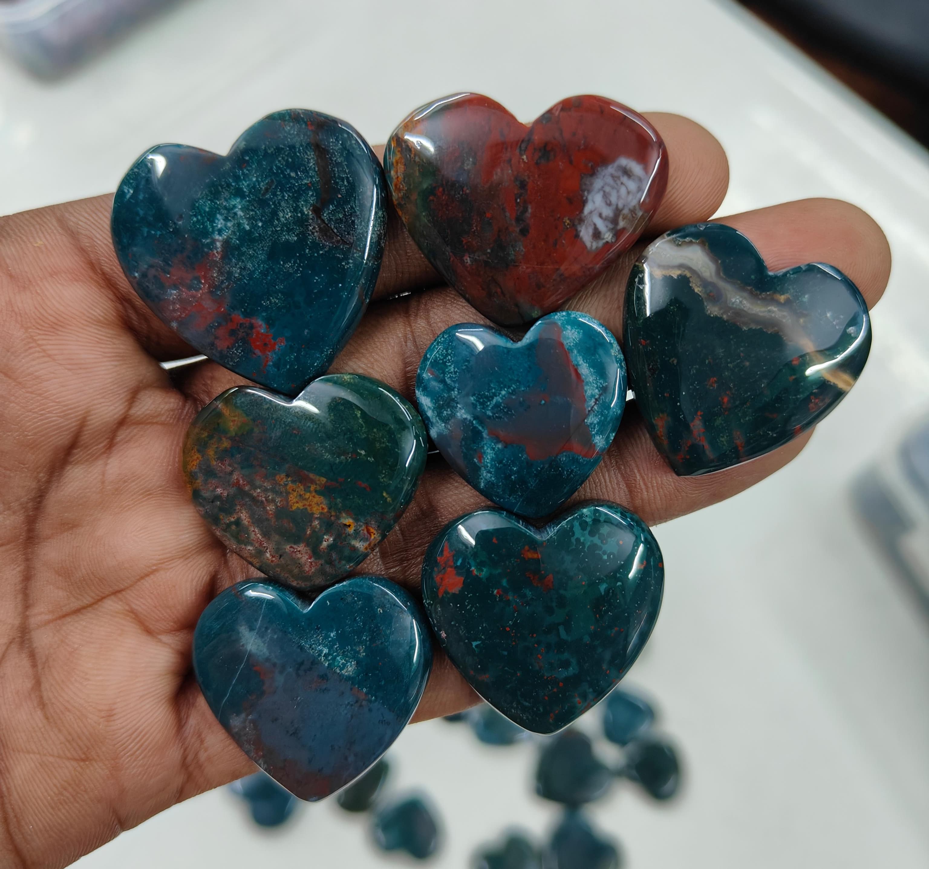 Natural Bloodstone Heart Shape  -Size Gemstone (Cabochon ) Bloodstone 