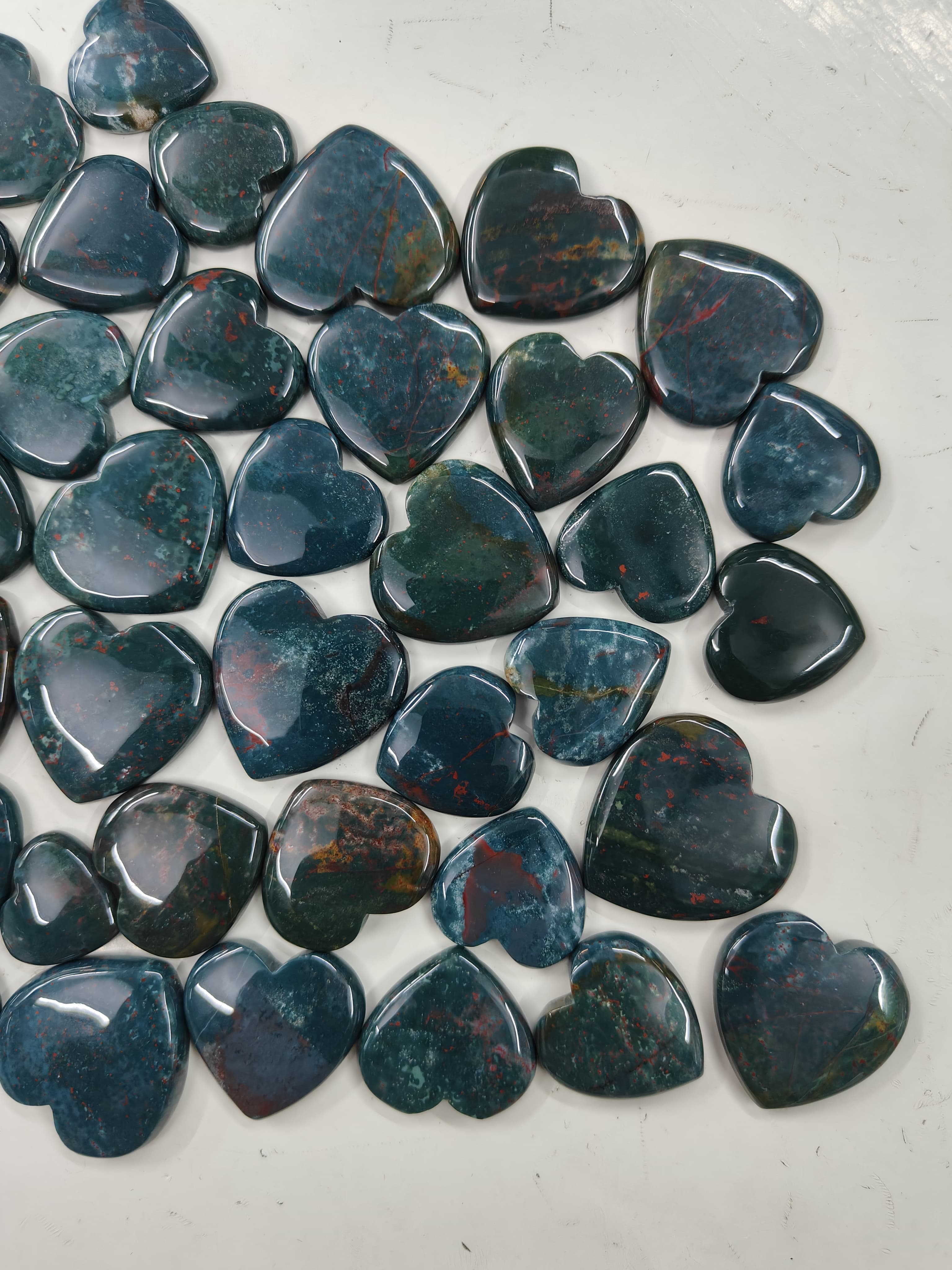 Natural Bloodstone Heart Shape  -Size Gemstone (Cabochon ) Bloodstone 