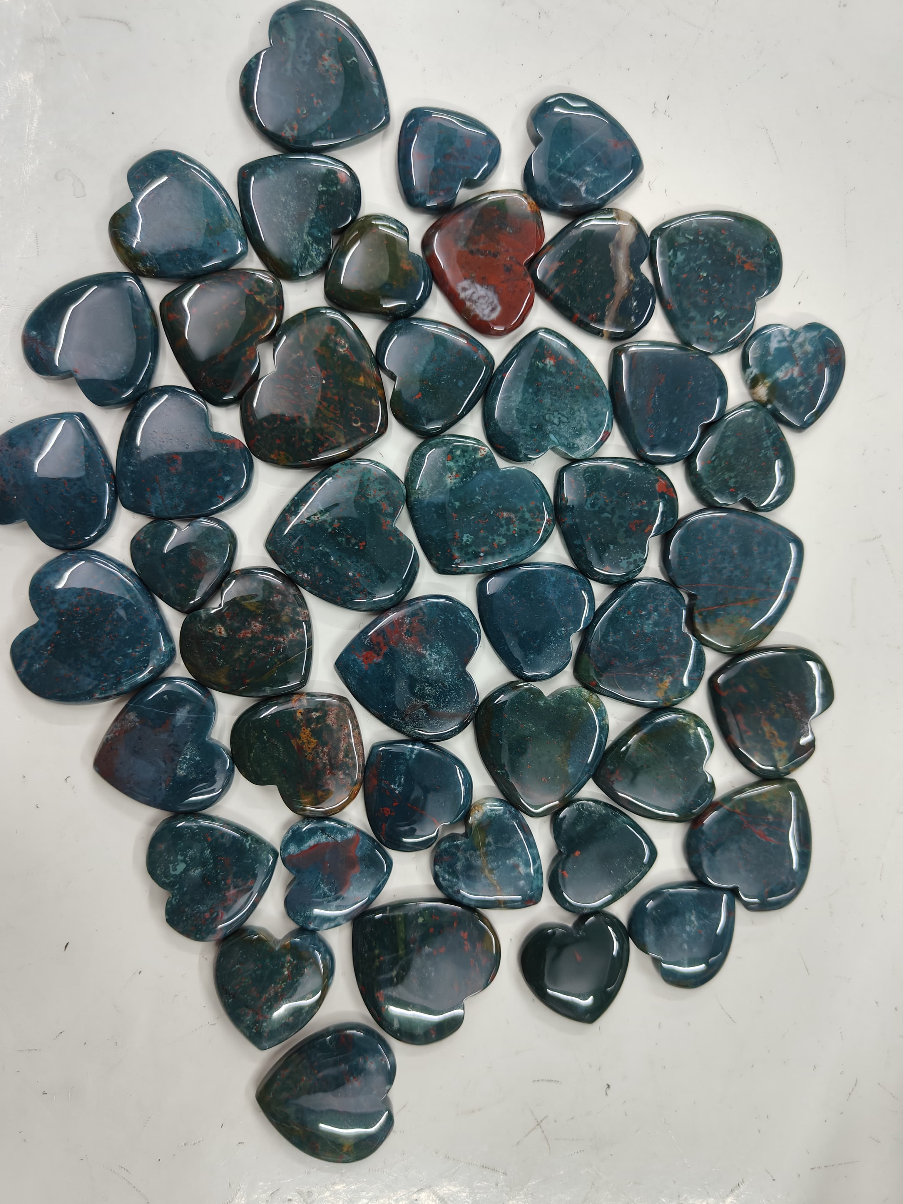 Natural Bloodstone Heart Shape  -Size Gemstone (Cabochon ) Bloodstone 