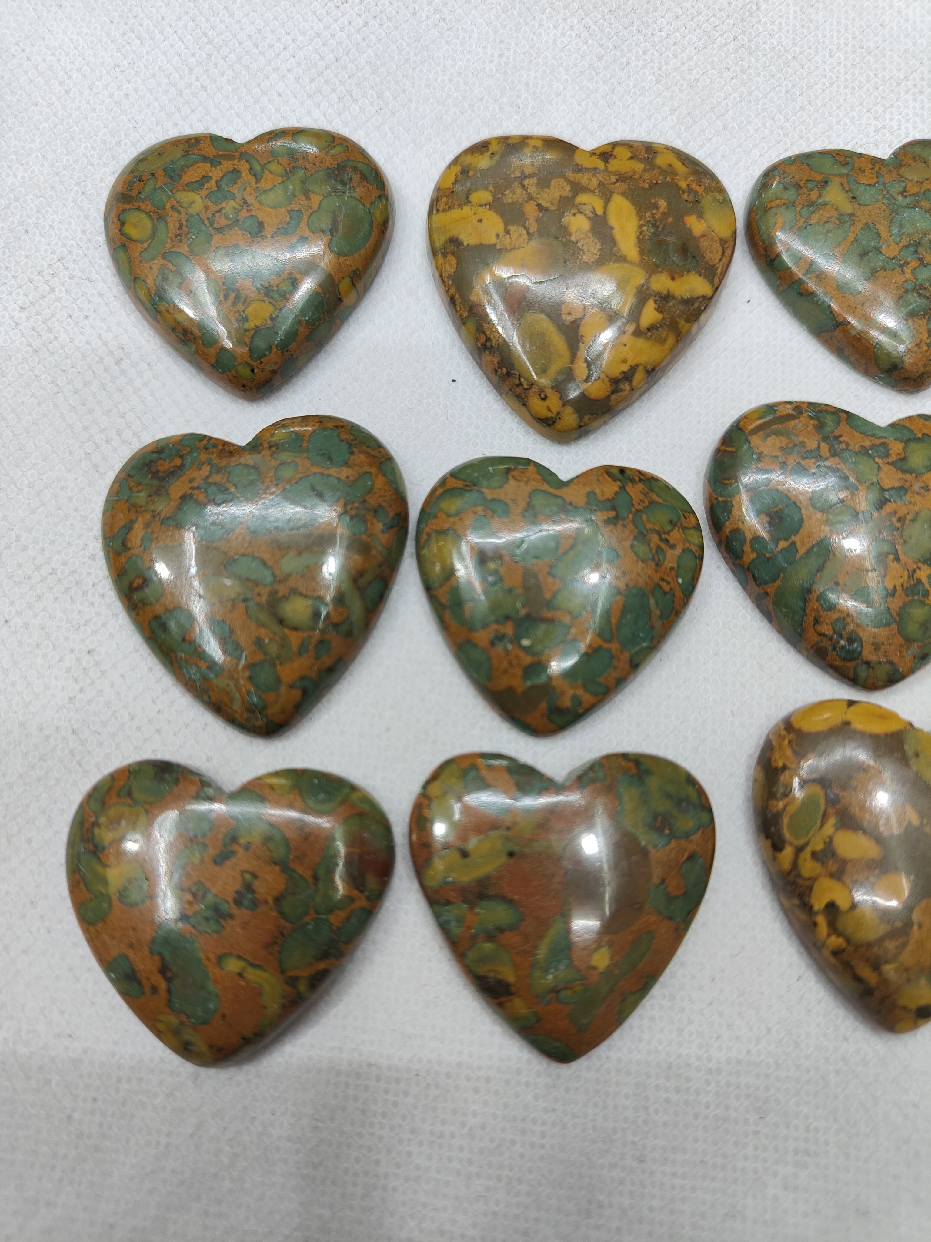 Natural Fruit Jasper Heart Shape  -Size Gemstone (Cabochon ) Fruit Jasper