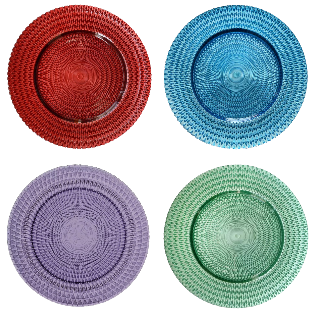 Diamond Pattern Glass Charger Plates 8/Box