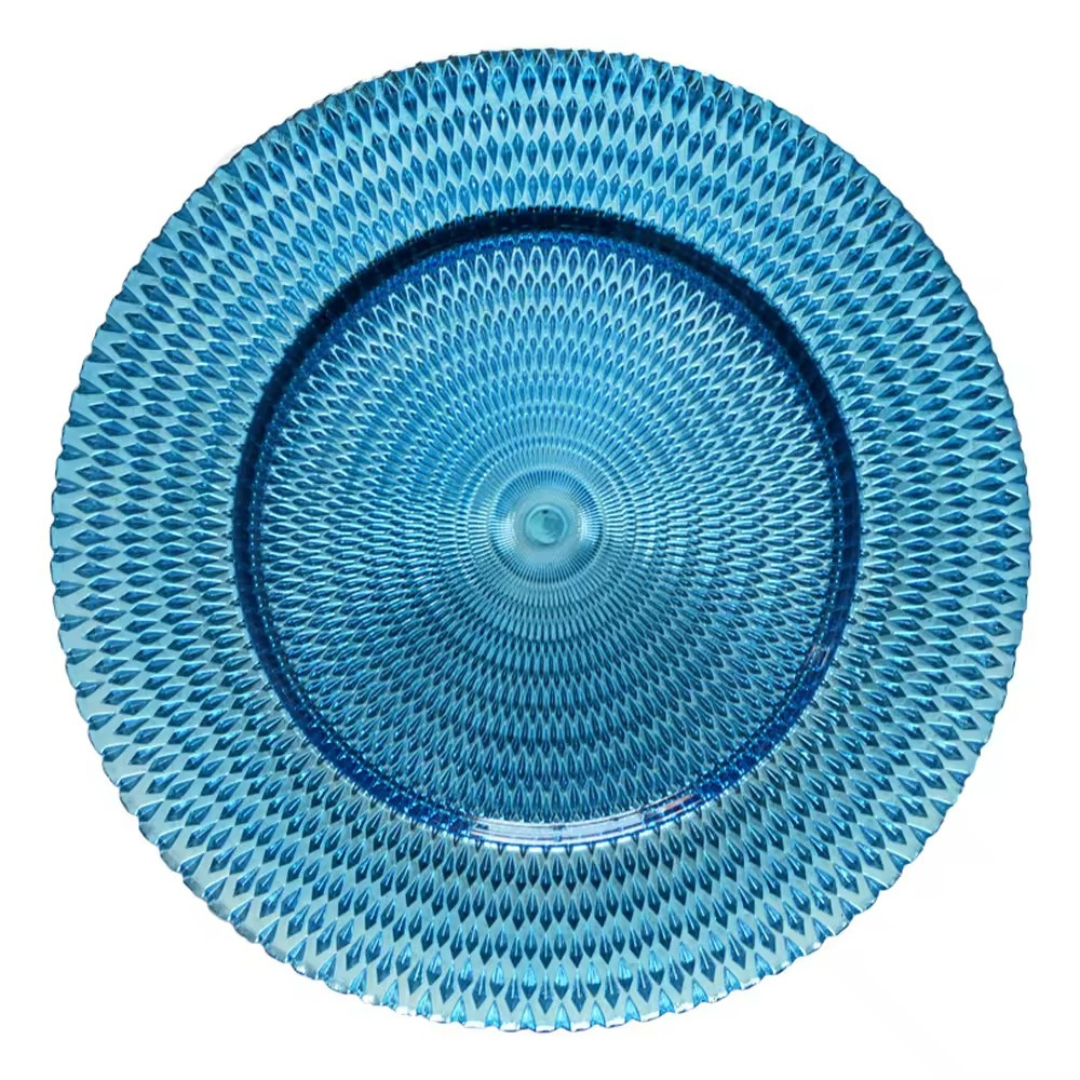 Diamond Pattern Glass Charger Plates 8/Box