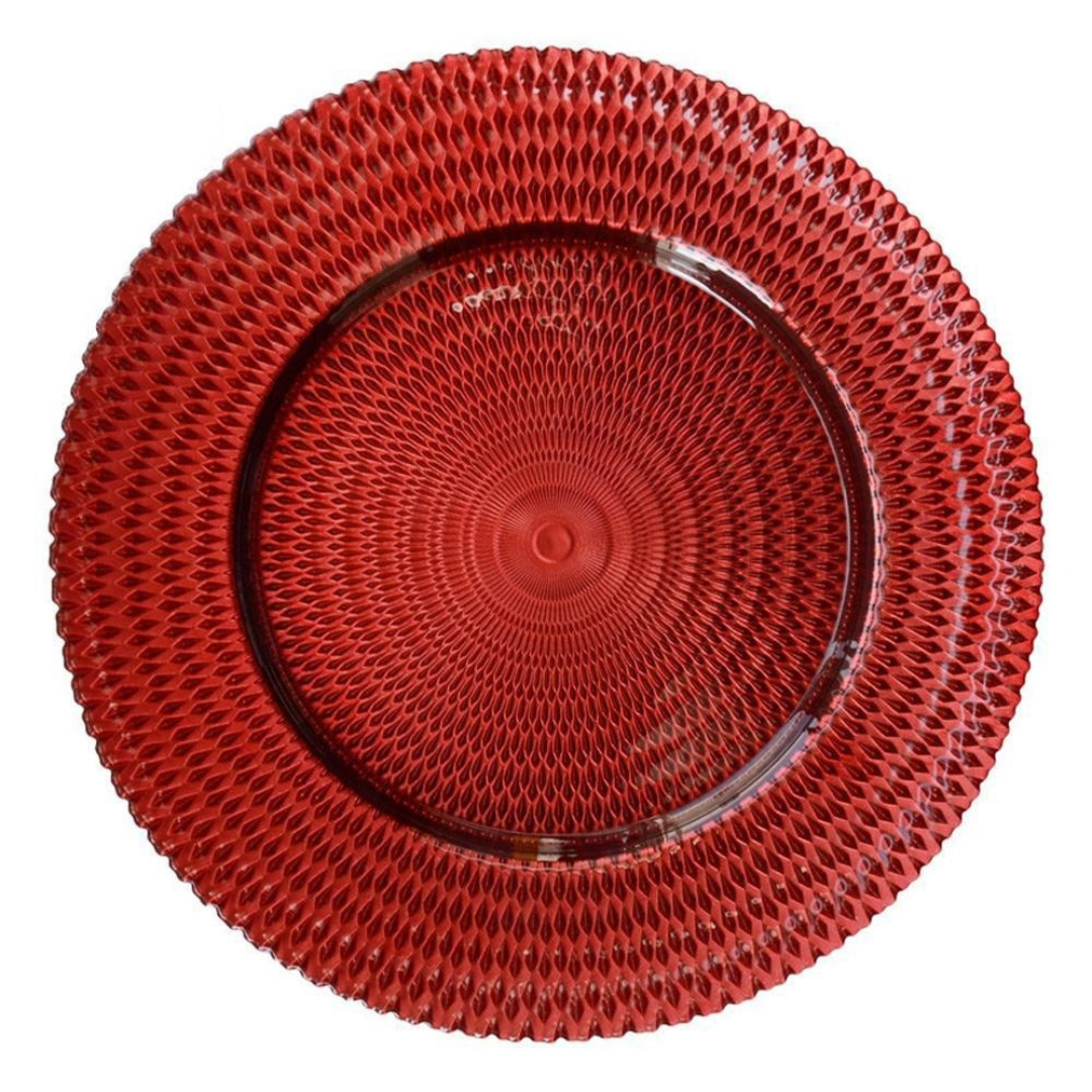 Diamond Pattern Glass Charger Plates 8/Box