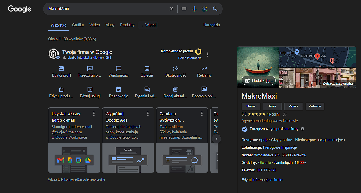 Prowadzenie Google My Business: Profesjonalna Wizytówka Twojej Firmy w Internecie  (4 wpisy SEO i aktualizacje miesięcznie)