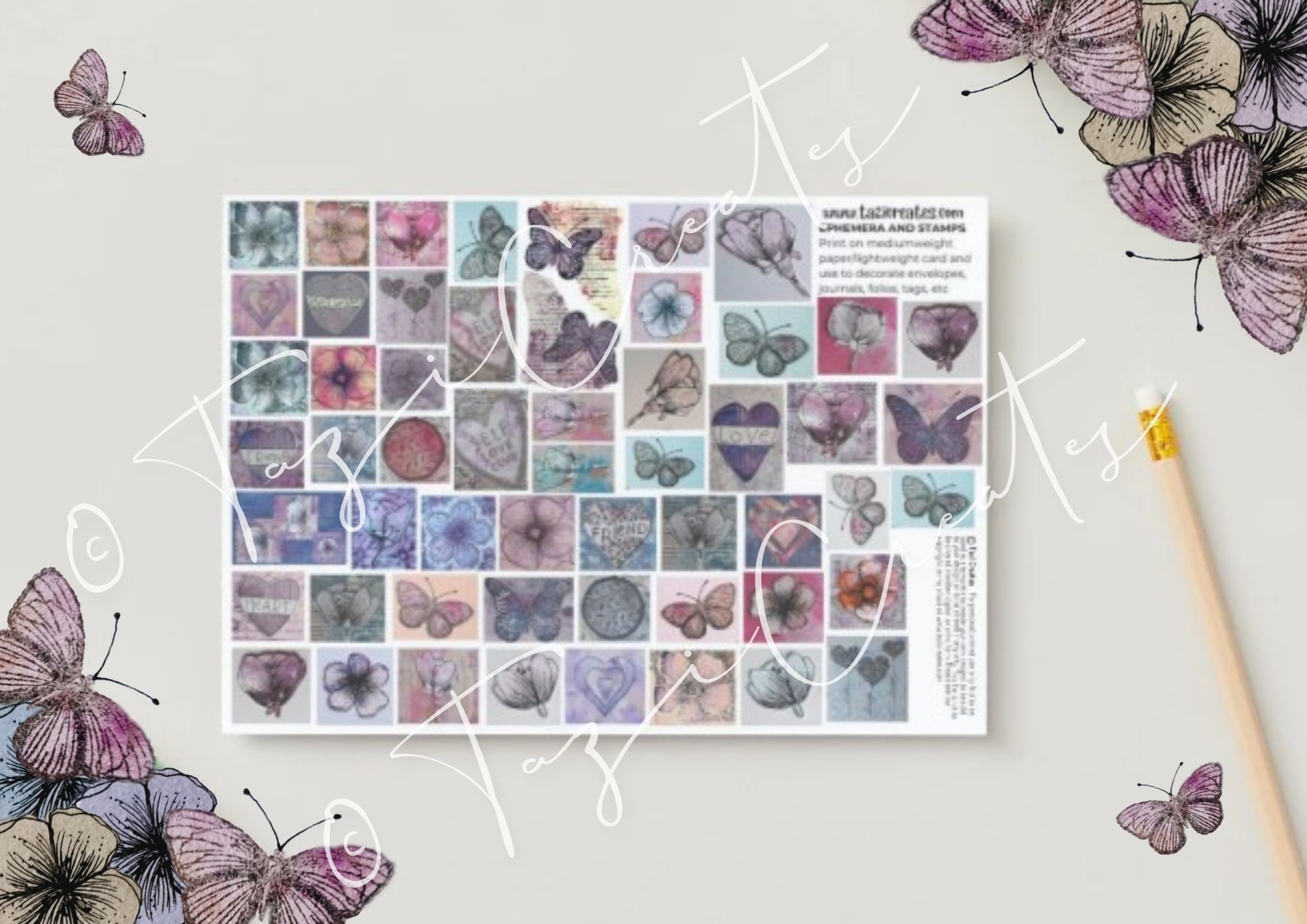 Tazi Creates Multicoloured Stamps, Lace, Ribbons And Ephemera