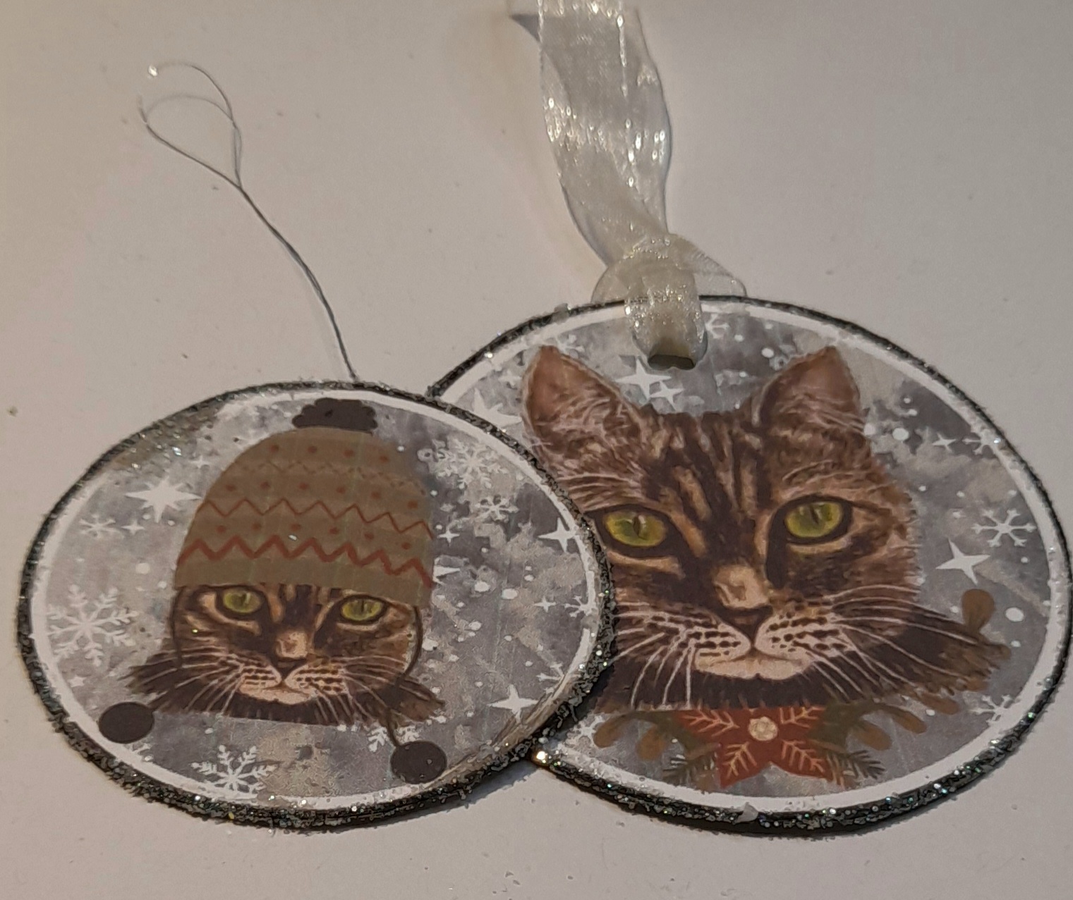 Minnie Cat Christmas Baubles Scandi