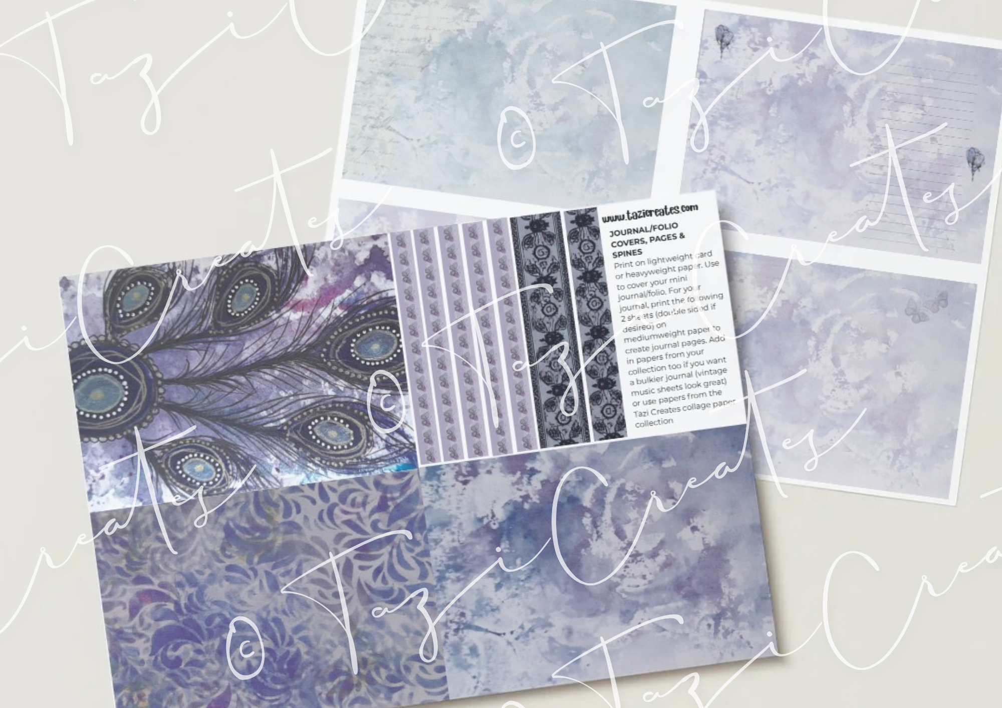 Floral Peacock Mini Journal Pages, Ephemera and Tags