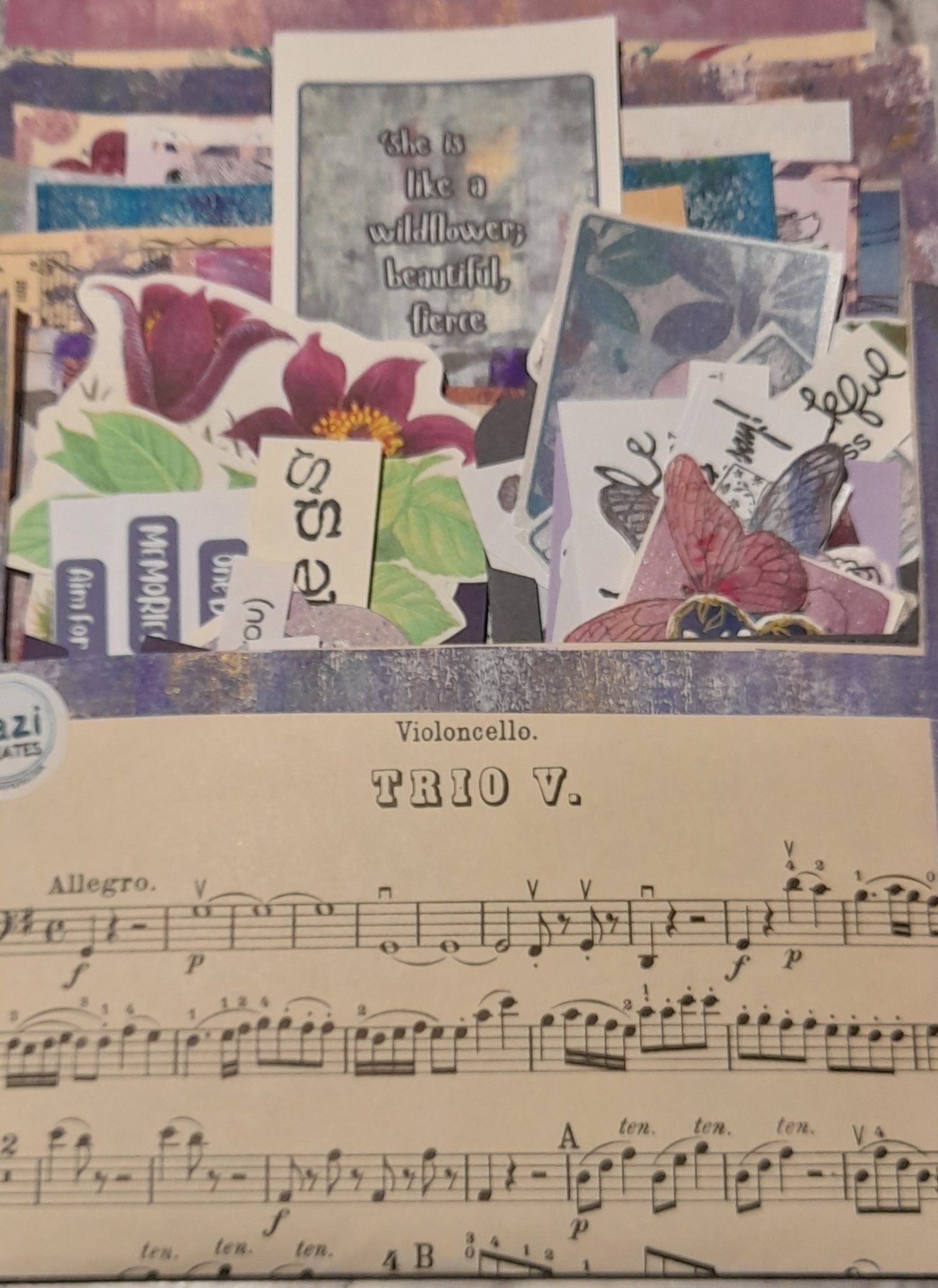 40+ Piece Hand-painted/printed Journal Scrapbook Ephemera Art & Craft Bundle     Purple Theme 