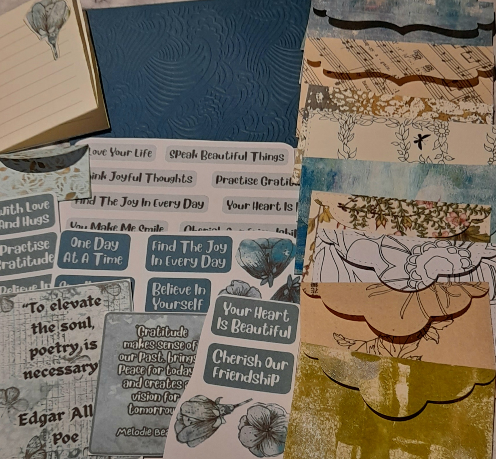 Mini Positive Vibes Bundle with mini envelopes, card fronts, fussy cuts, sentiments & embellishments