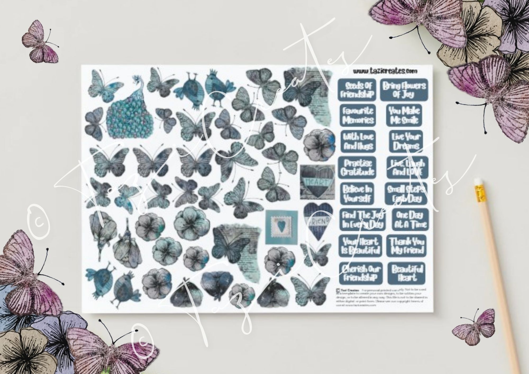 Tazi Creates Fussy Cuts & Sentiments Aqua