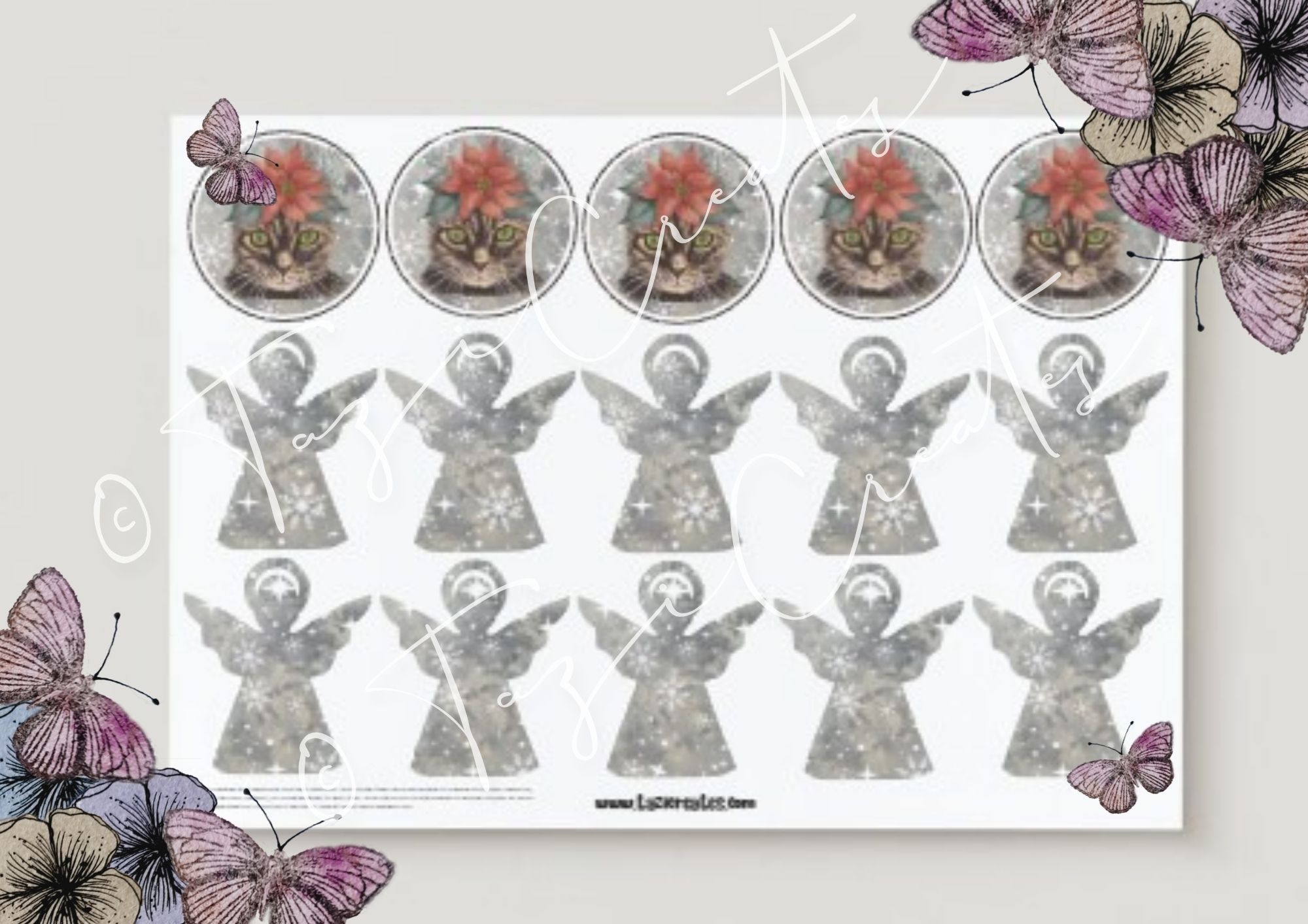 Minnie Cat Christmas Baubles Scandi