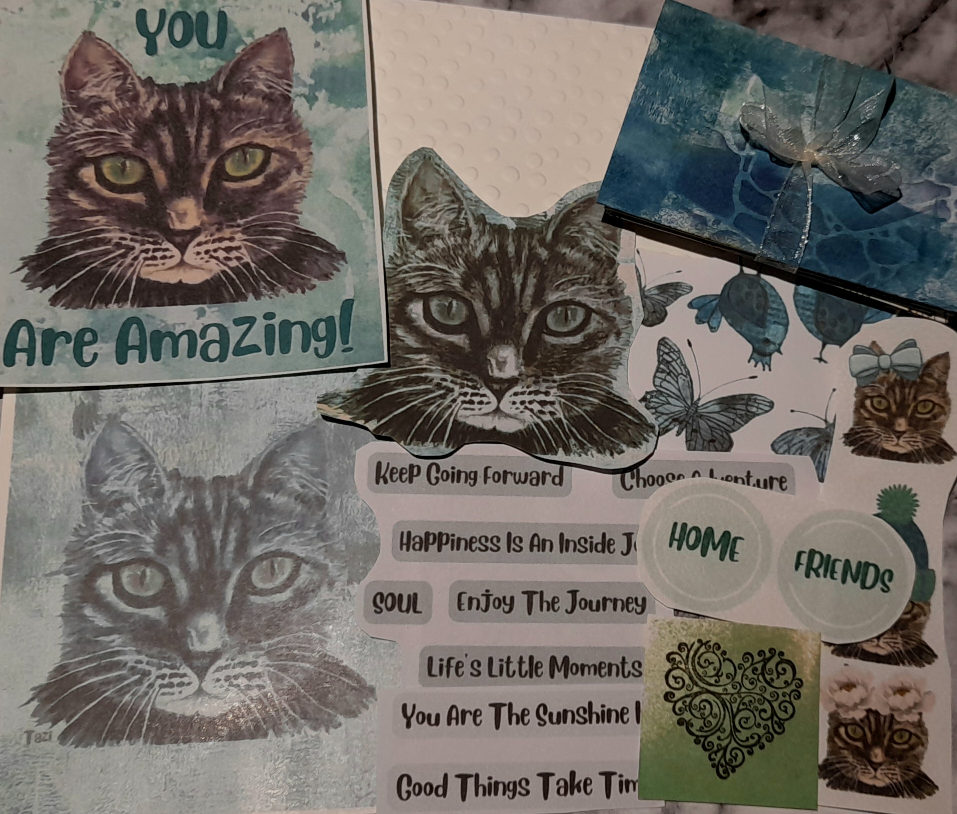 Mini Positive Vibes Bundle with mini envelopes, card fronts, fussy cuts, sentiments & embellishments