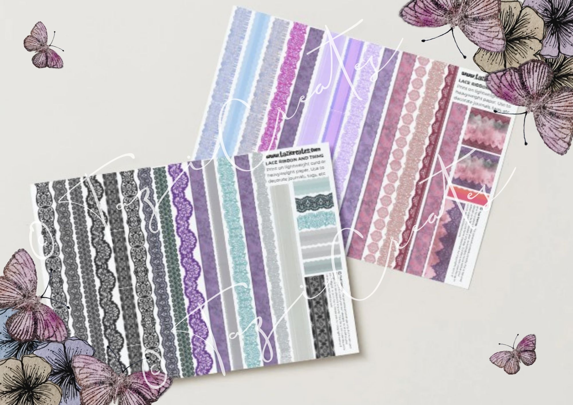 Tazi Creates Multicoloured Stamps, Lace, Ribbons And Ephemera