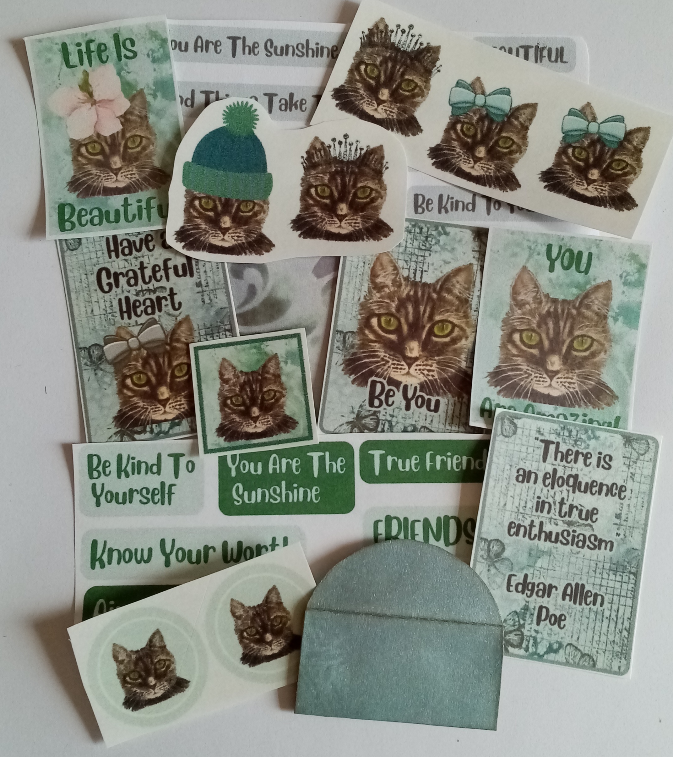 Mini Positive Vibes Bundle with mini envelopes, card fronts, fussy cuts, sentiments & embellishments