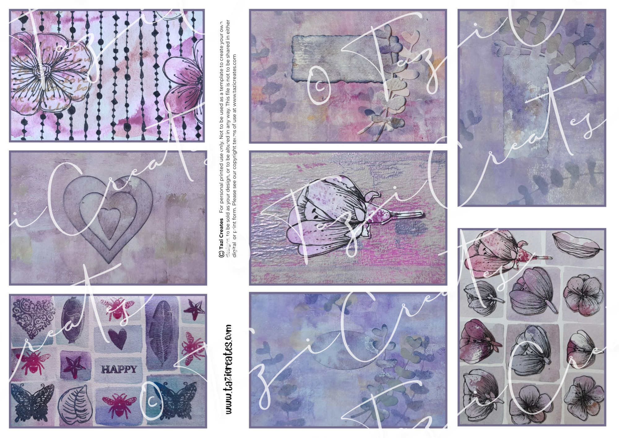 Mini Postcards & Envelope Fronts Shades Of Lilac