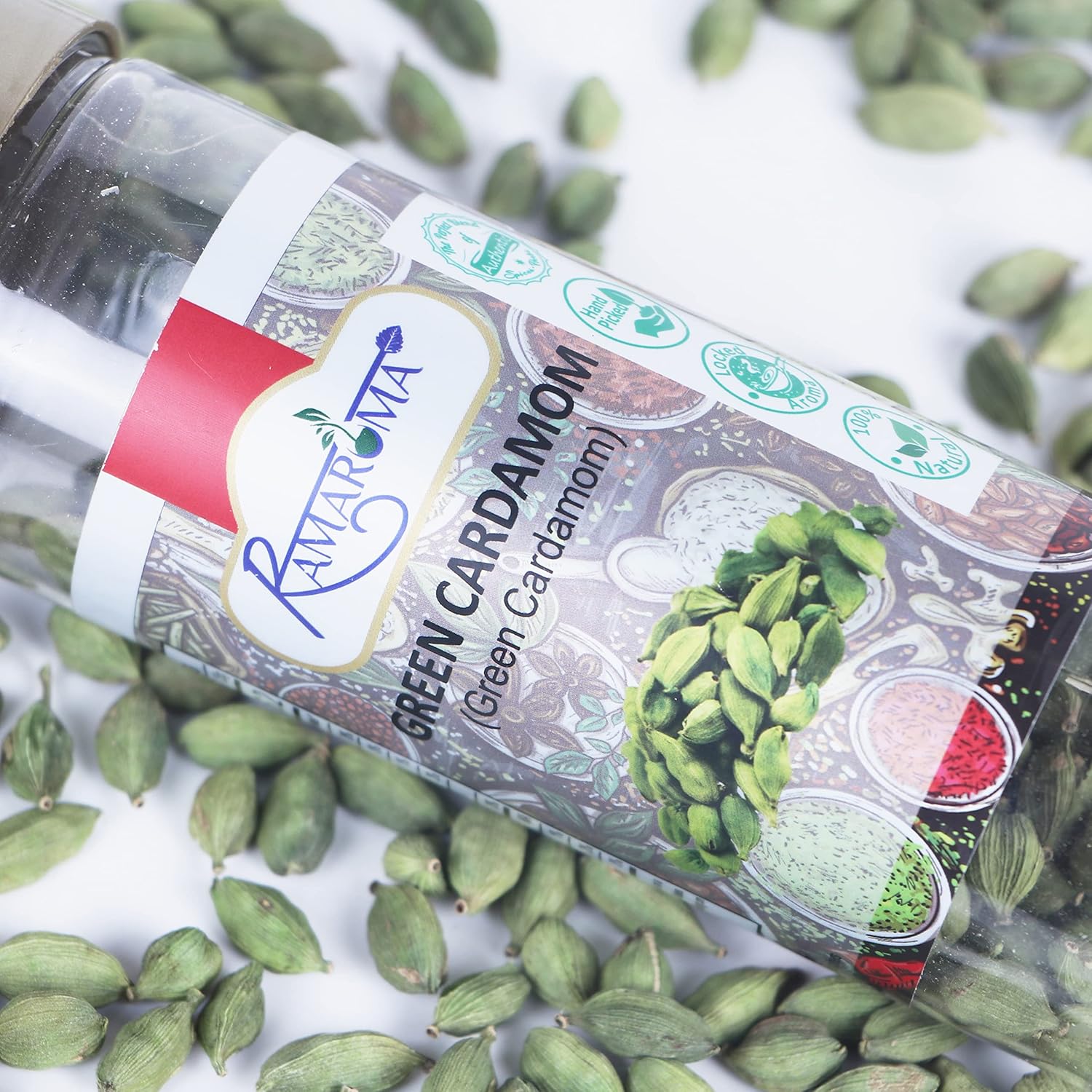Ramaroma Green Cardamom Pods Spice (Hari Elachi) 3oz (85g)