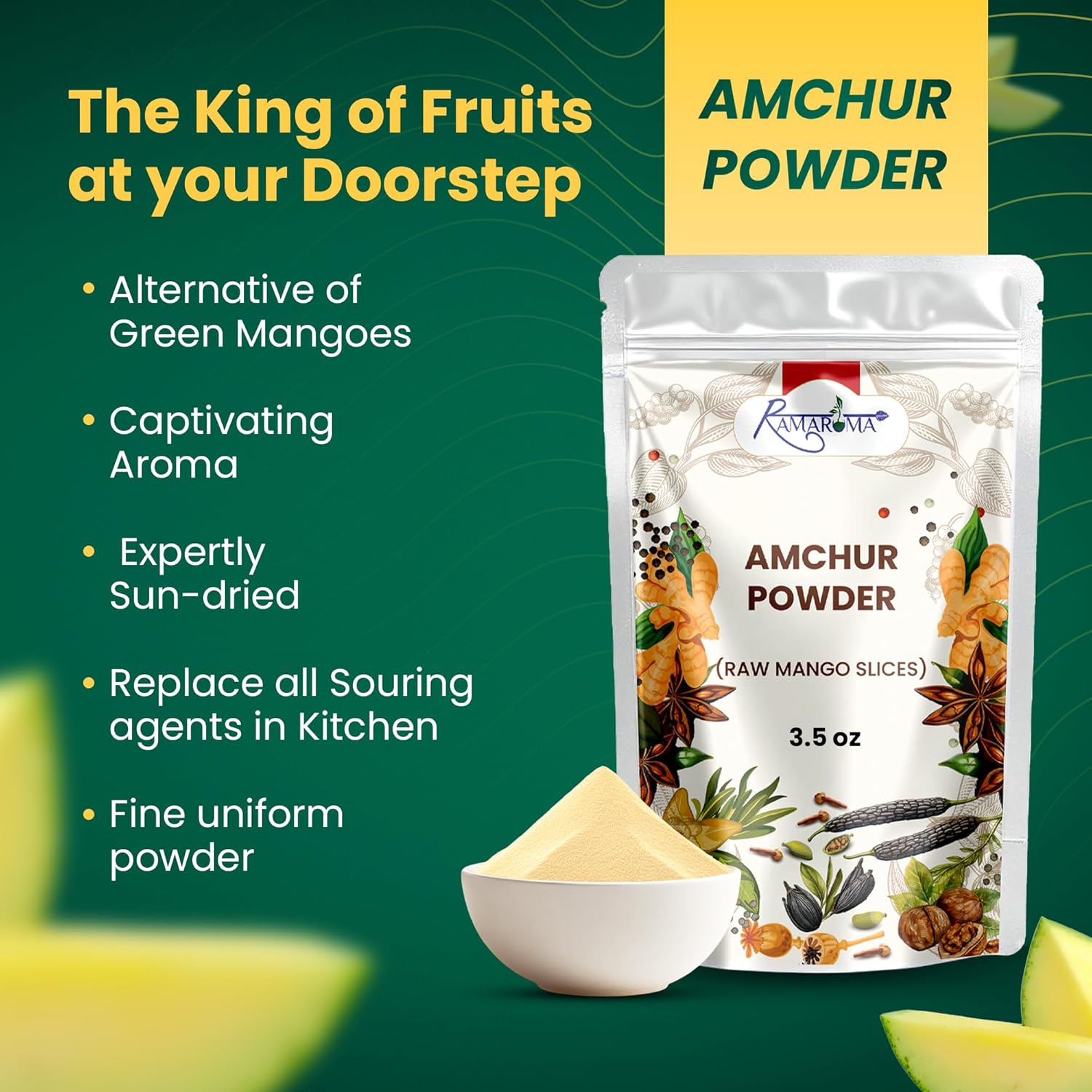 Ramaroma Amchur (Mango) Ground Powder Spice 3.5oz