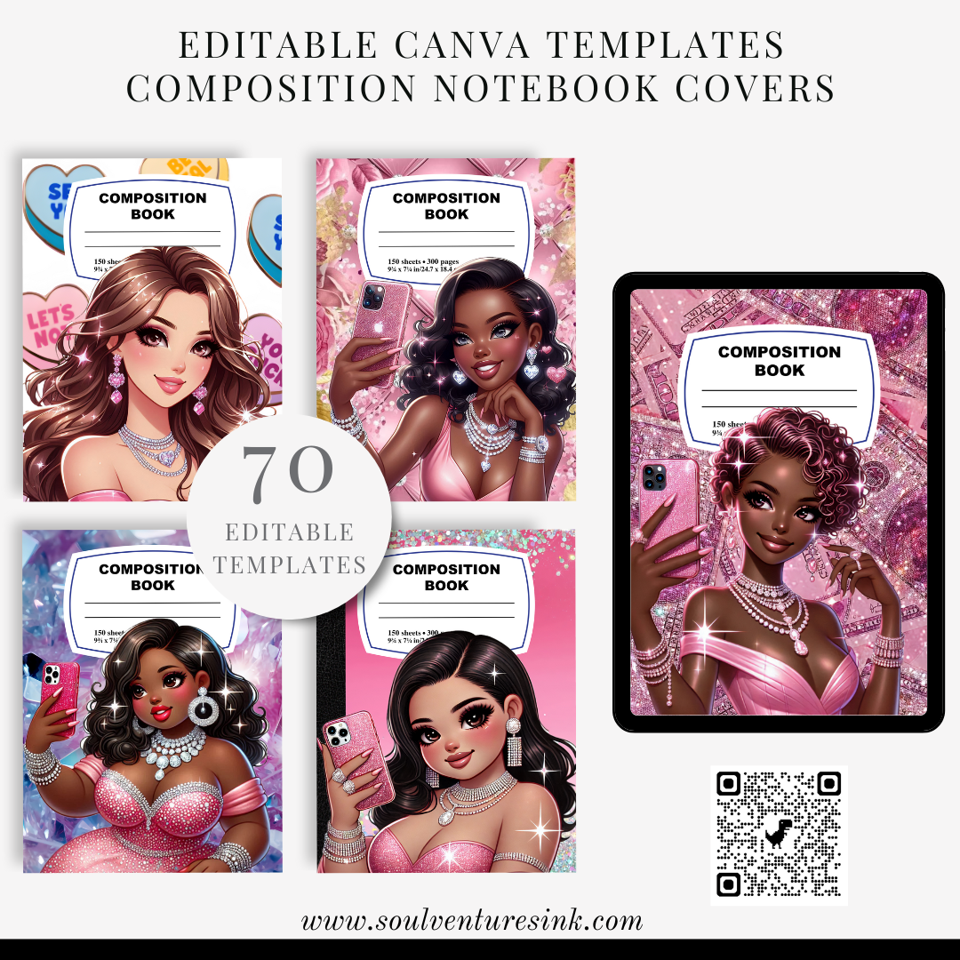 Editable Canva Template BUNDLE: Oh, You Fancy Huh? Composition Notebook Covers 
