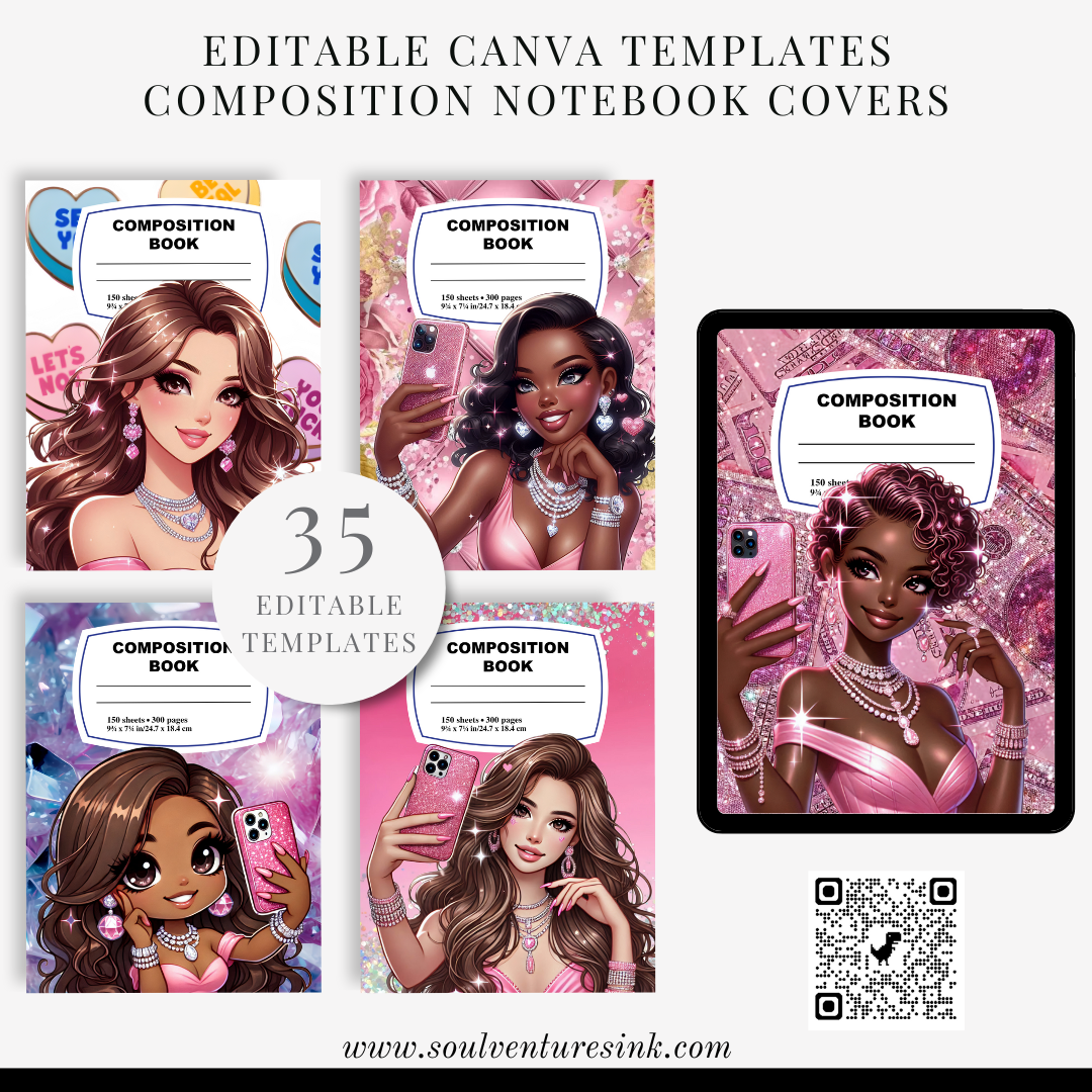 Editable Canva Template BUNDLE: Oh, You Fancy Huh? Composition Notebook Covers 