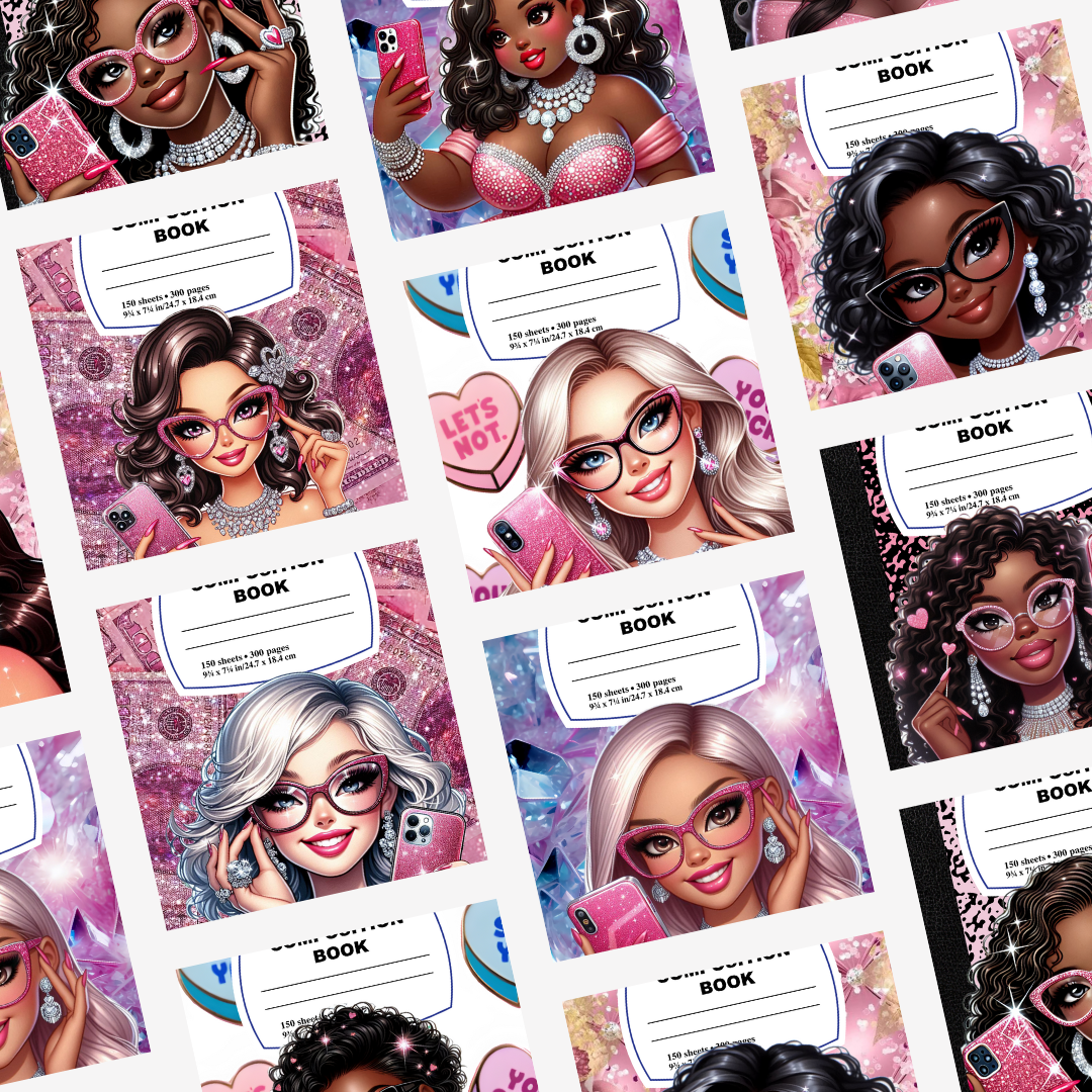 Editable Canva Template BUNDLE: Oh, You Fancy Huh?(with glasses) Composition Notebook Covers 