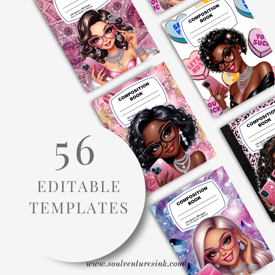 Editable Canva Template BUNDLE: Oh, You Fancy Huh?(with glasses) Composition Notebook Covers 