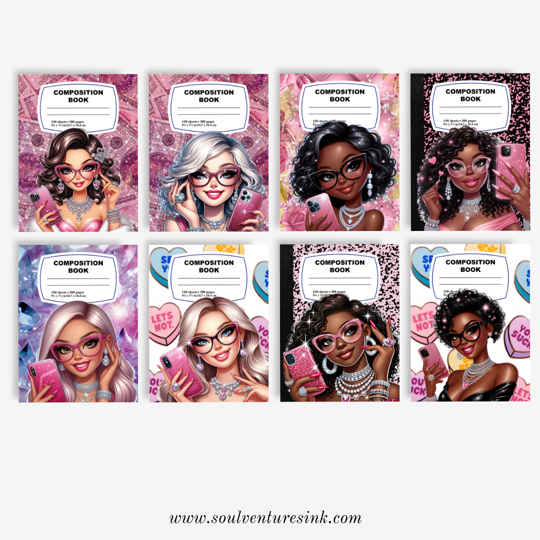 Editable Canva Template BUNDLE: Oh, You Fancy Huh?(with glasses) Composition Notebook Covers 