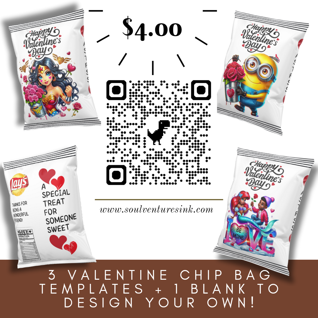Valentine Chip Bag Templates + Mockups