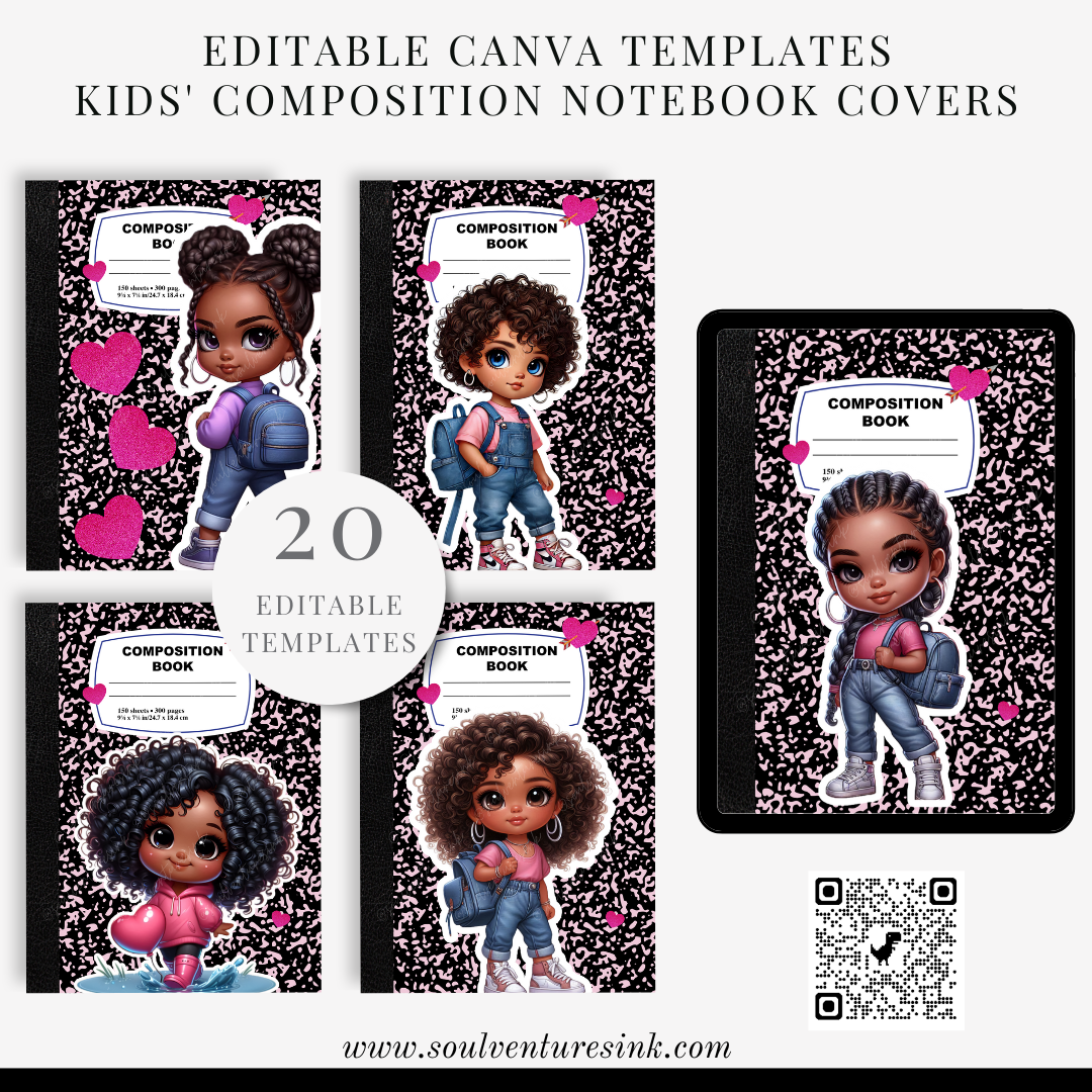 Editable Canva Template: Kids' Composition Notebook Covers