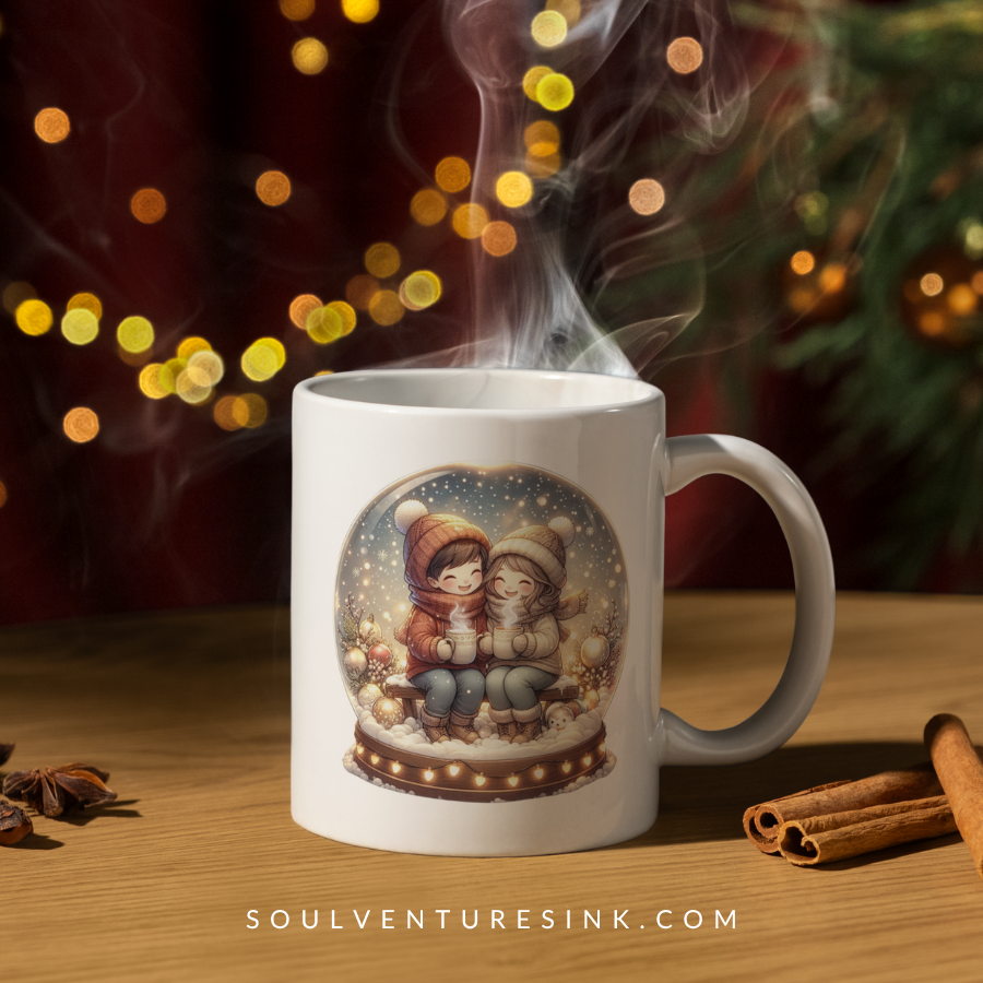 Cozy Couple Snowglobe Christmas PNG