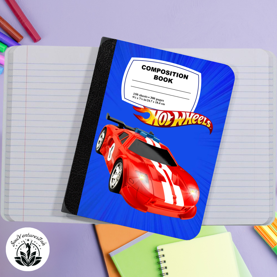 Ready to Print Hot Wheels Themed Composition Book Covers
