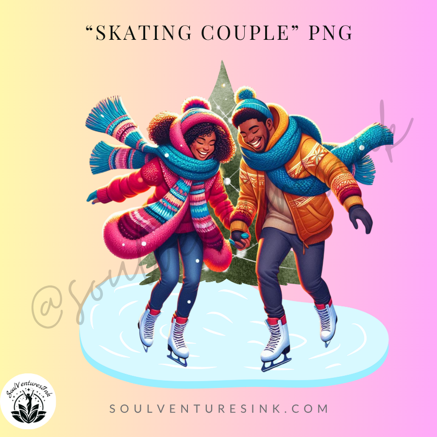 Ice Skating Couple Christmas PNG