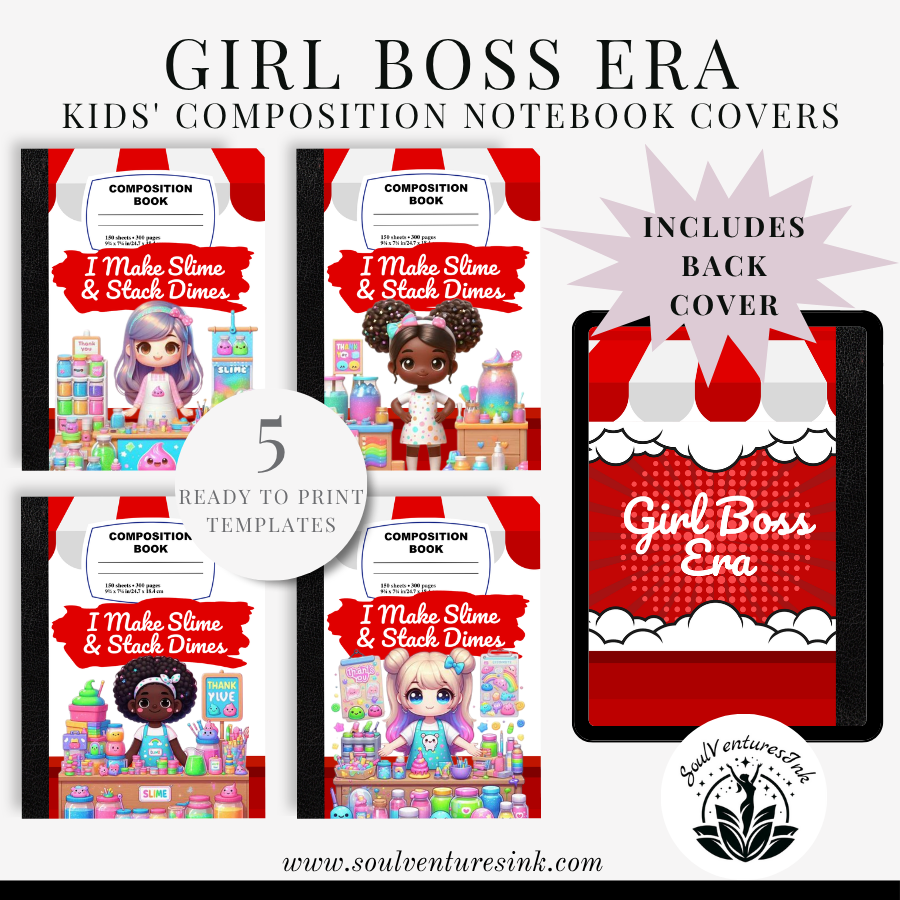 Ready to Print Girl Boss Era Composition Book Covers